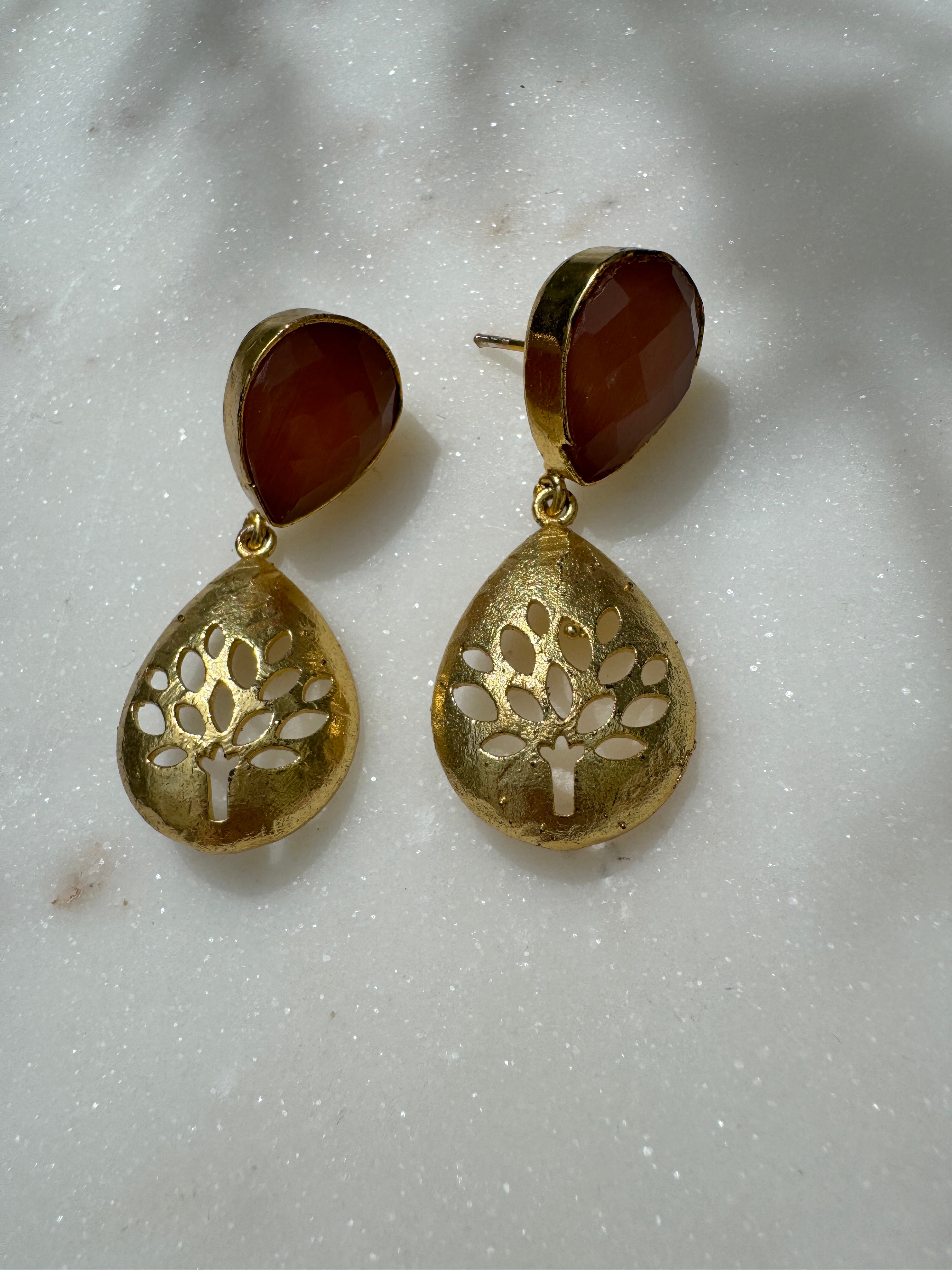 Future Nomads Earrings Calcite & Crystal Earrings Tree Of Life