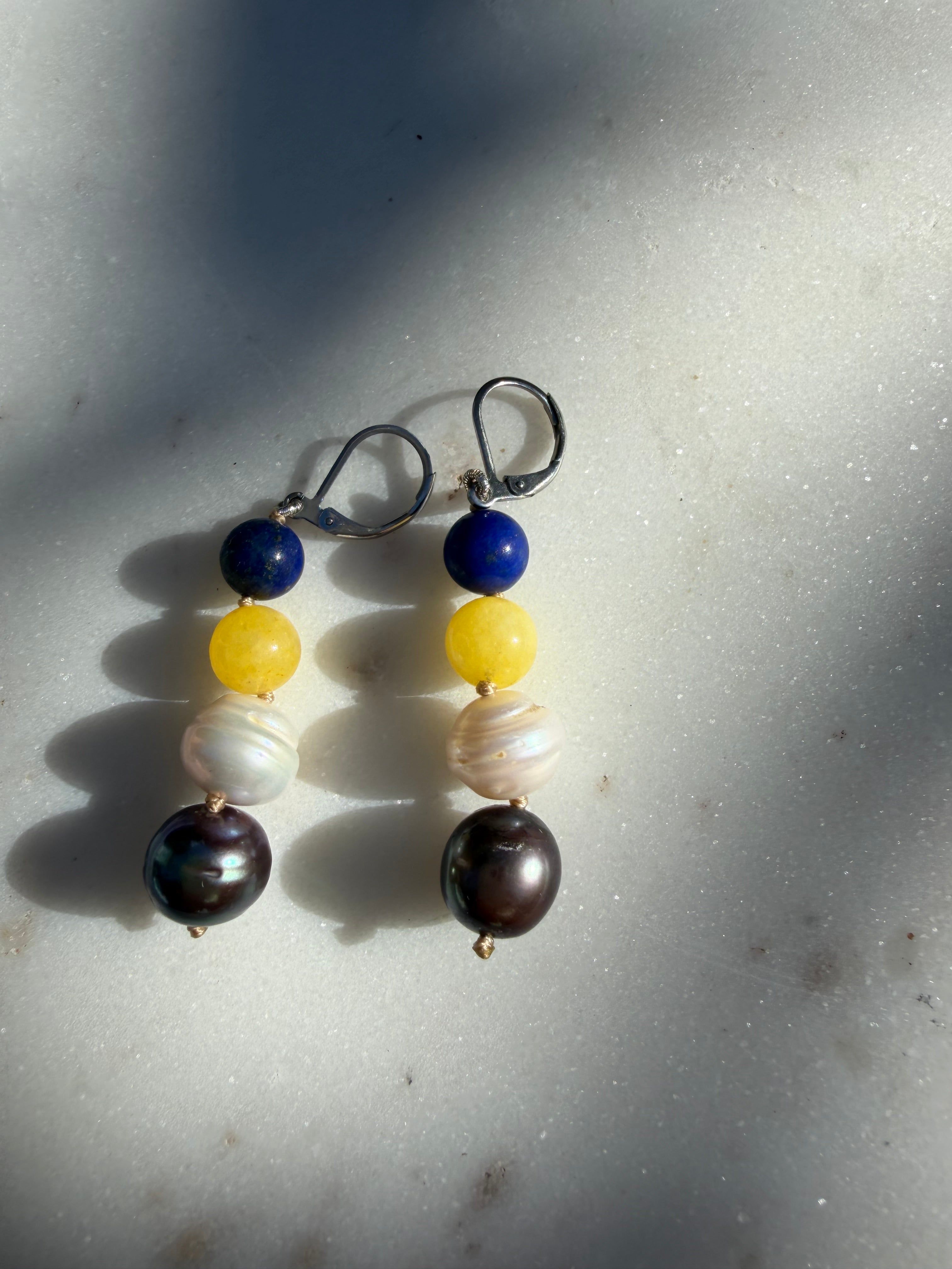 Nomad Drops Lapis Pearl Mix | Earrings