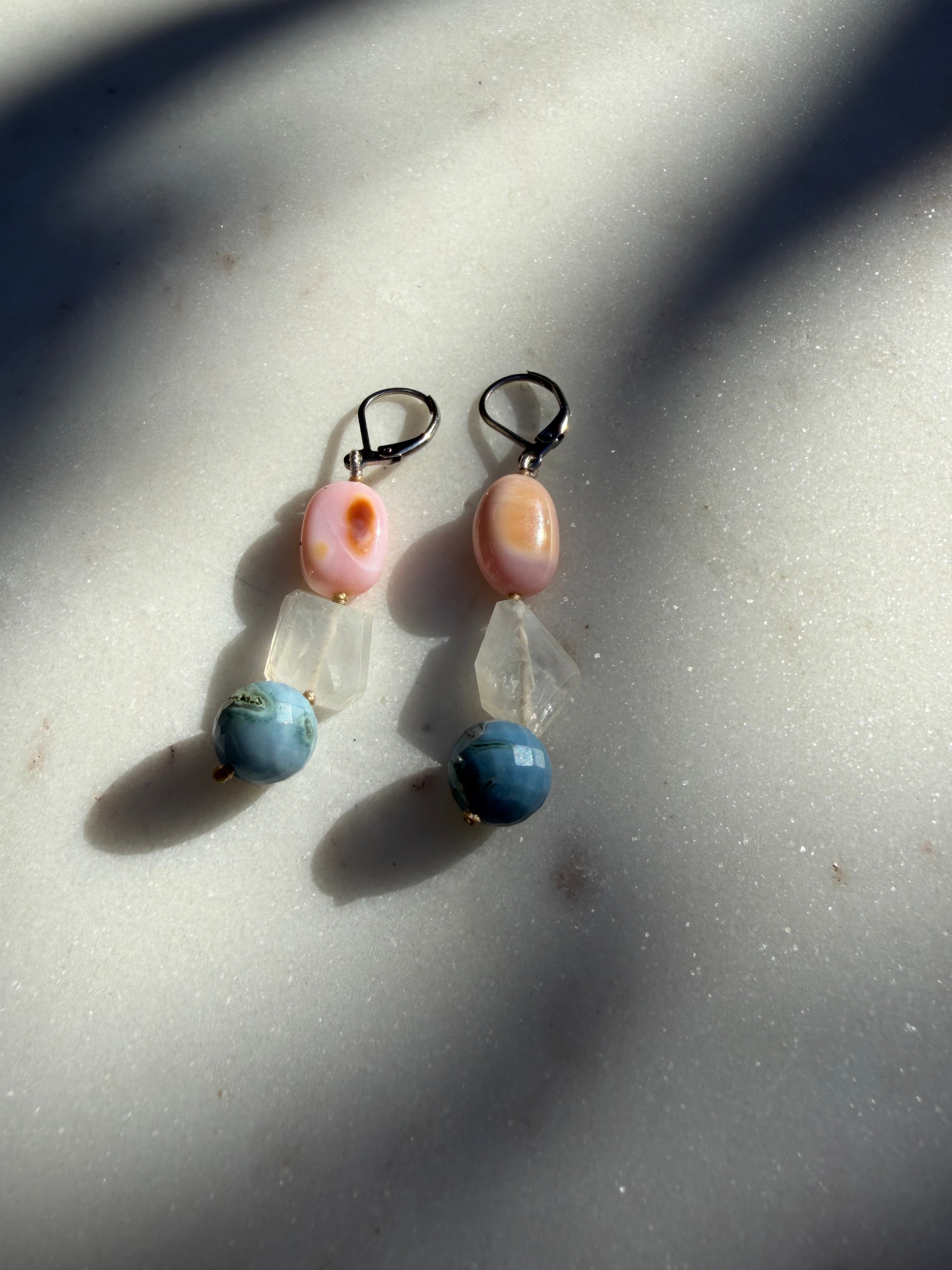 Nomad Drops Pink Opal | Earrings
