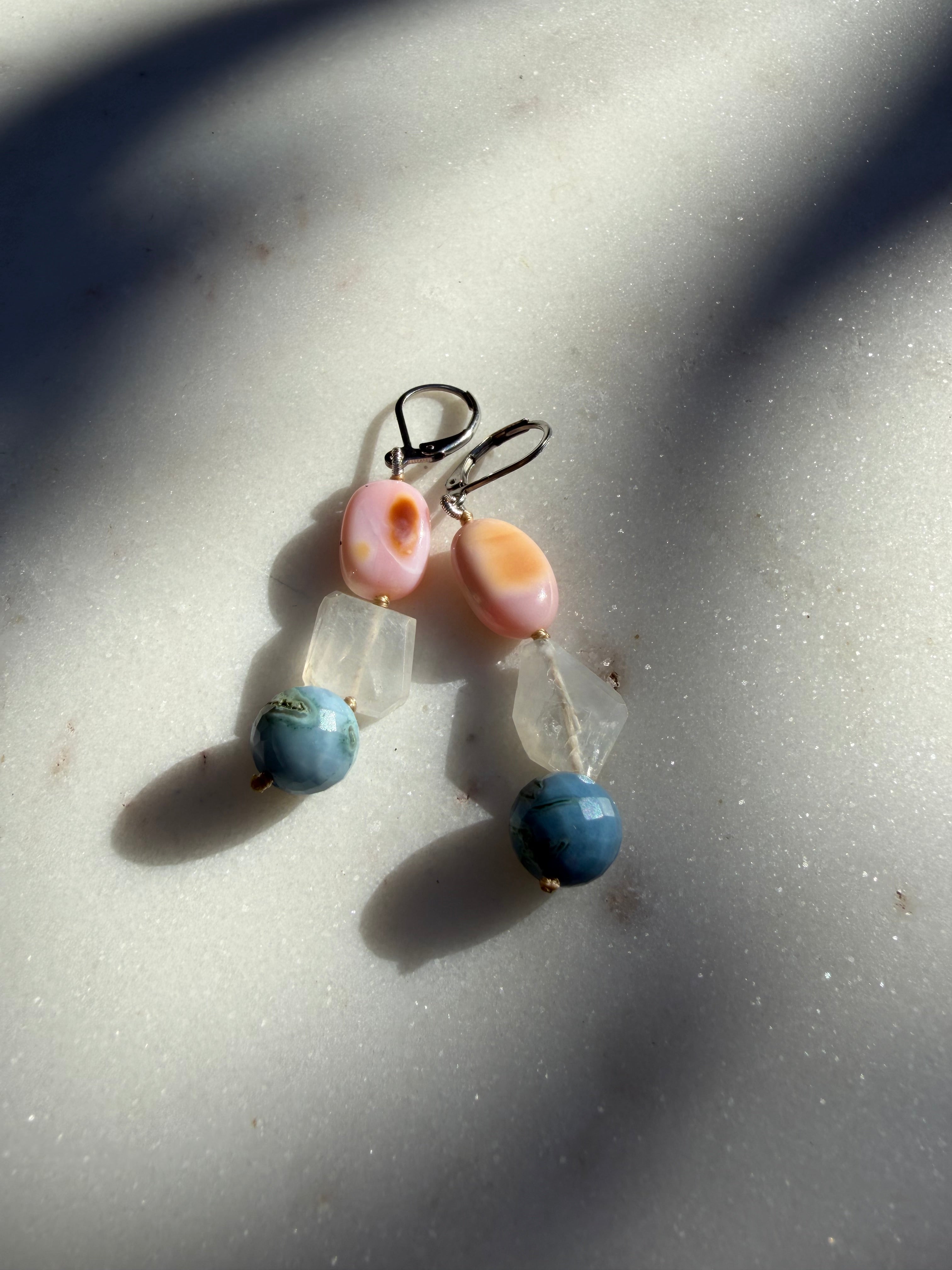 Nomad Drops Pink Opal | Earrings