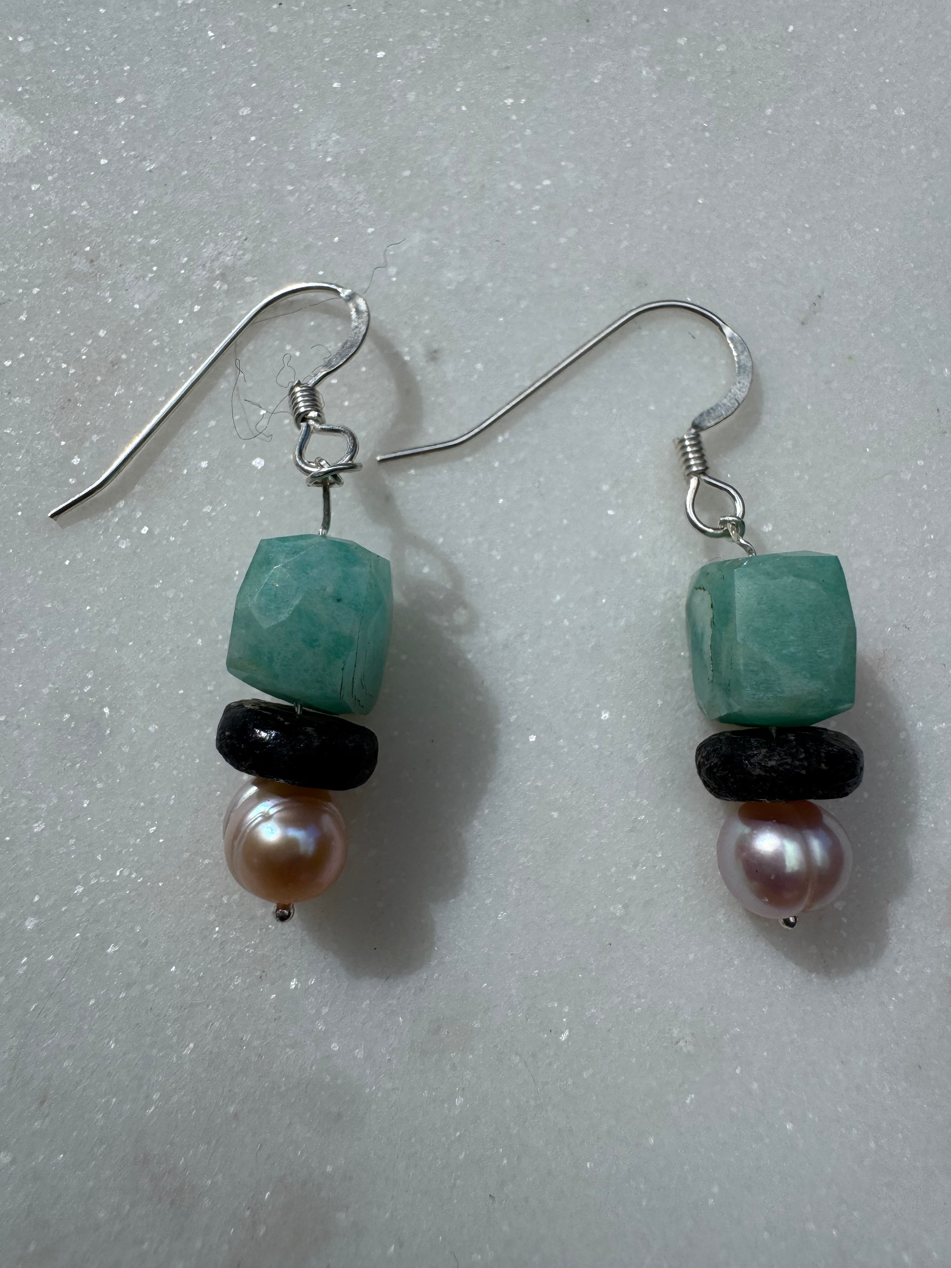 Pearl & Amazonite Earrings | Earrings