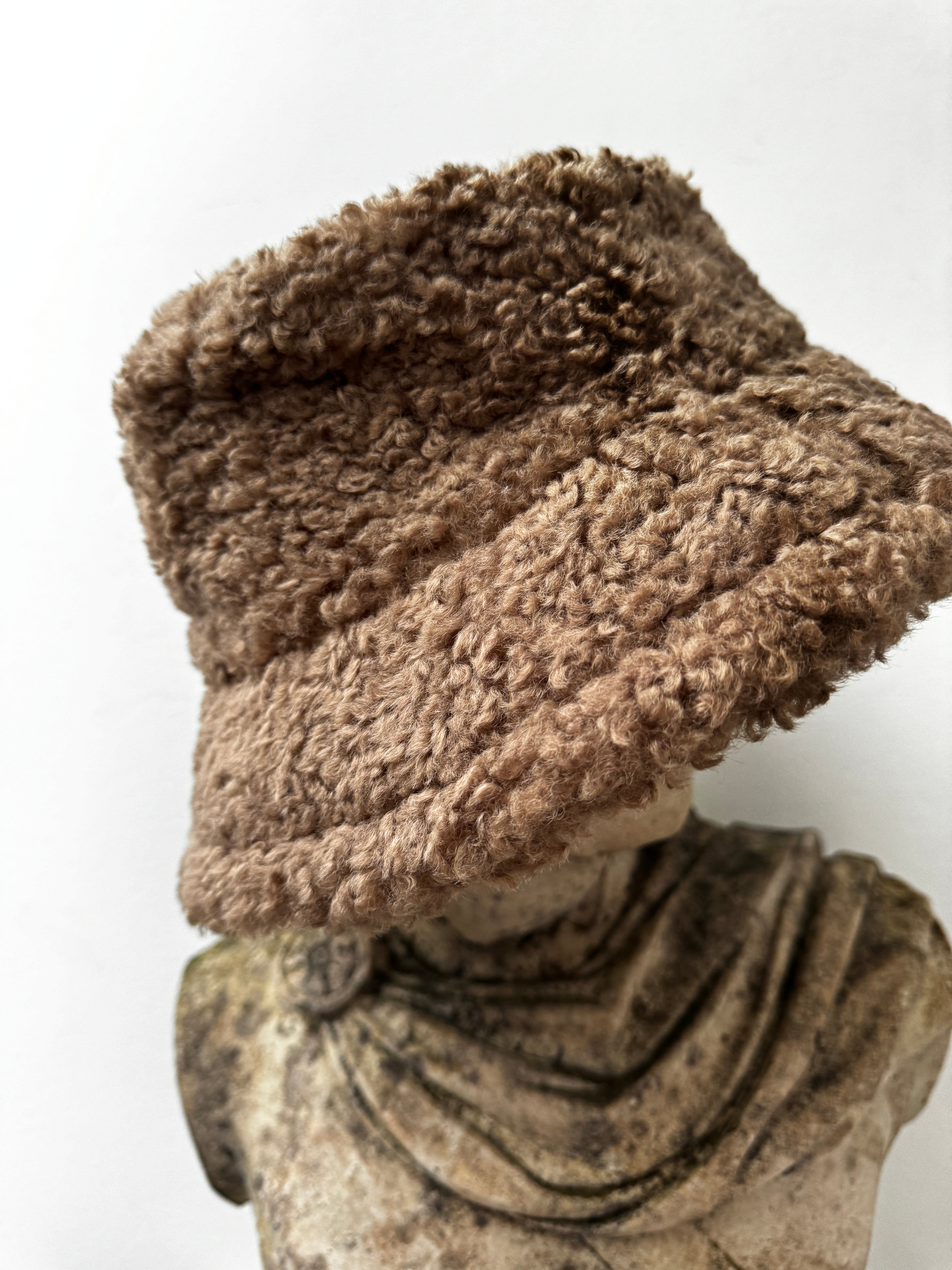 Future Nomads Hats Brown Faux Lambswool Bucket Hat Brown