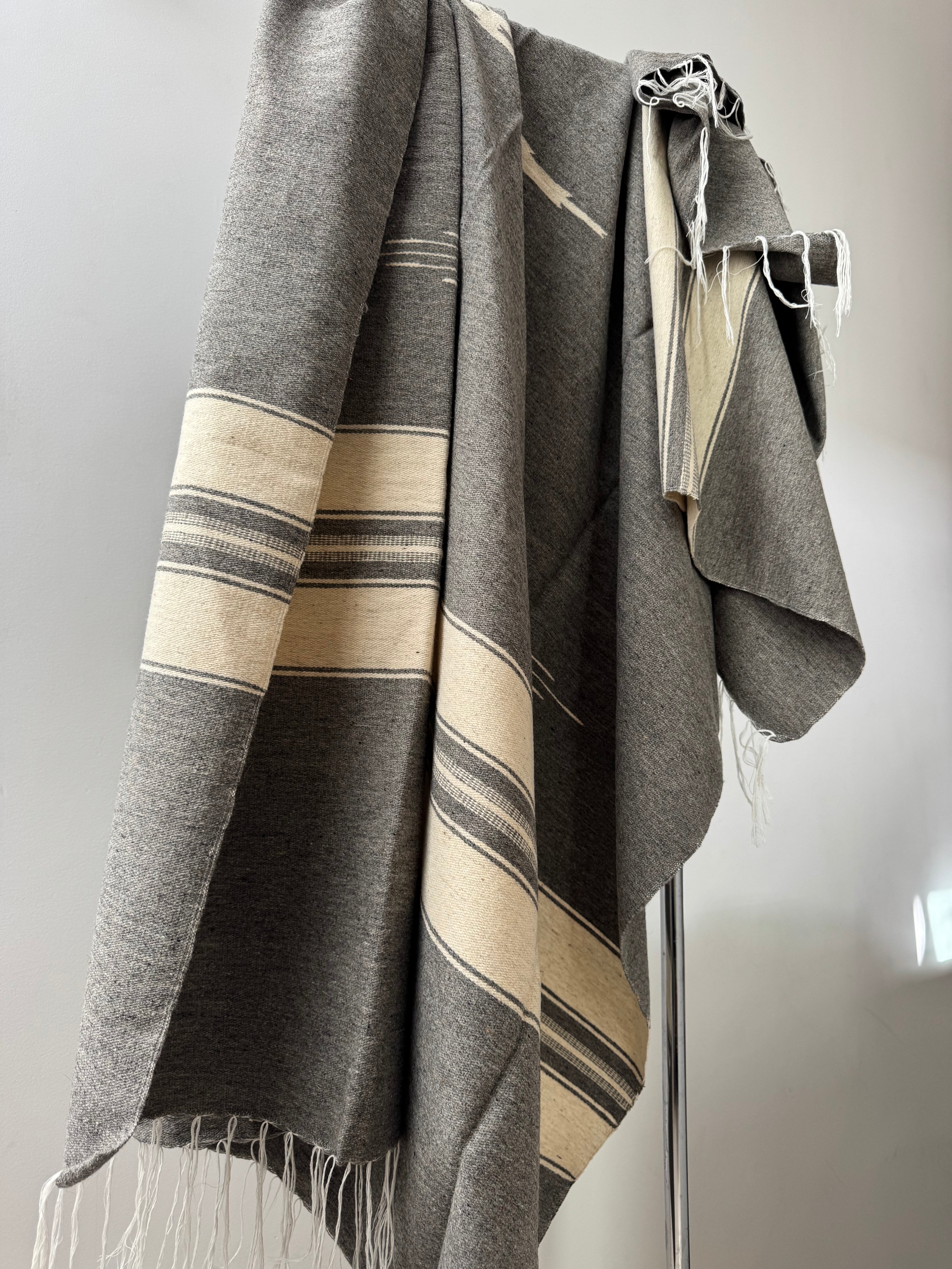 Mexican Hand Loomed Blanket Grey | Homewares