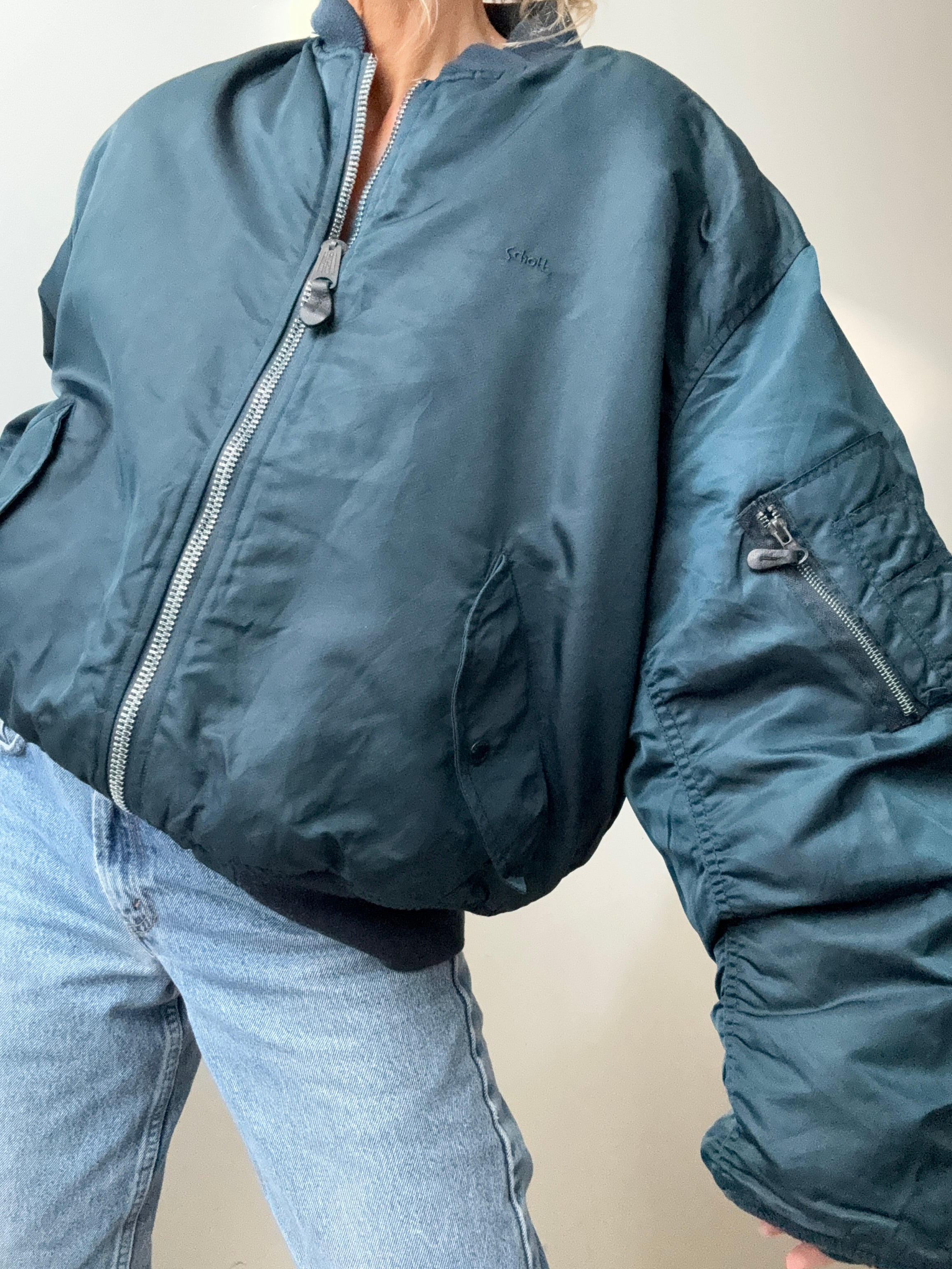 Future Nomads Jackets Extra Large Vintage Teal Blue Bomber Jacket