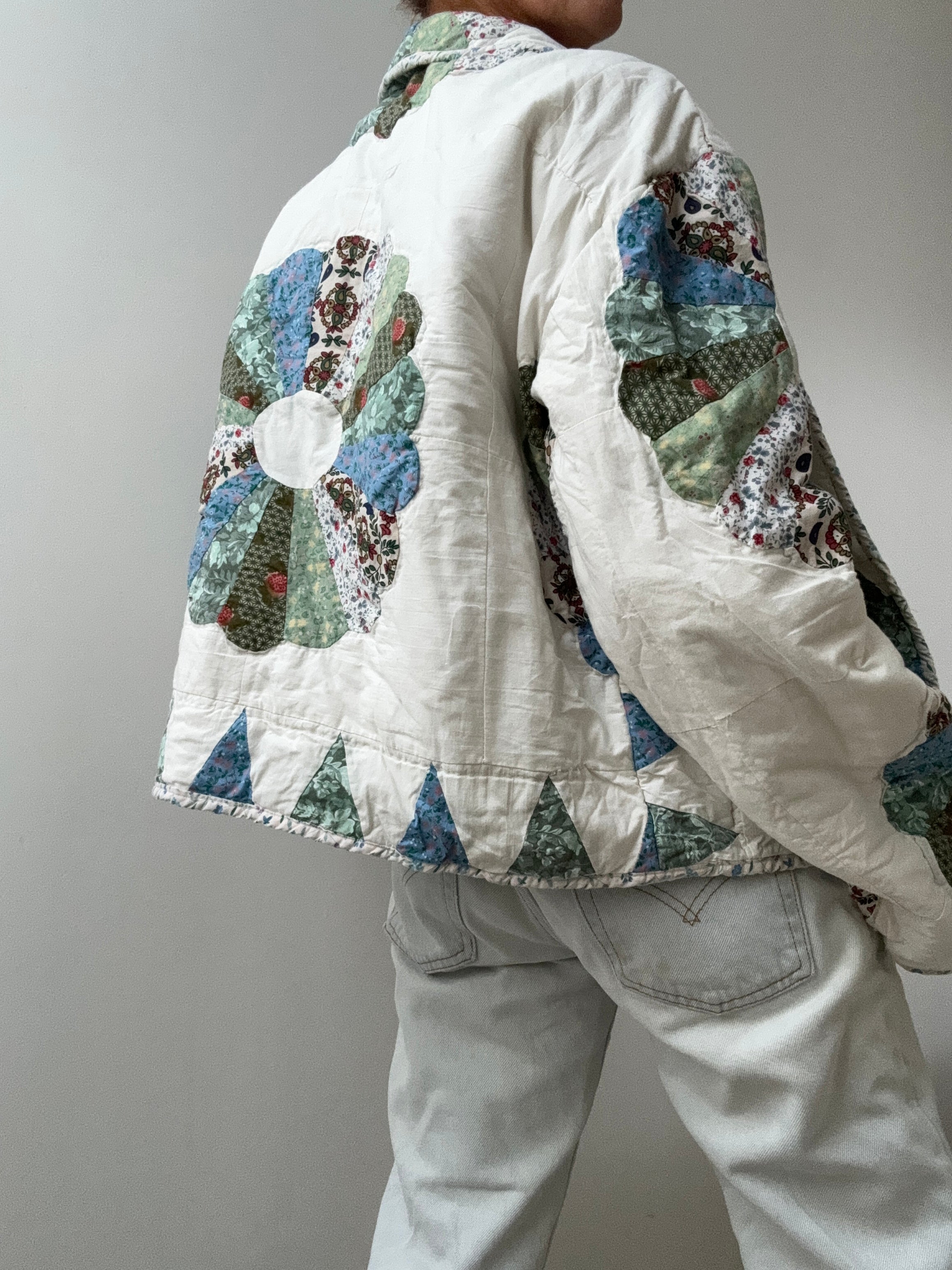 Future Nomads Jackets Free Size Upcycled Quilt Jacket Big Flower