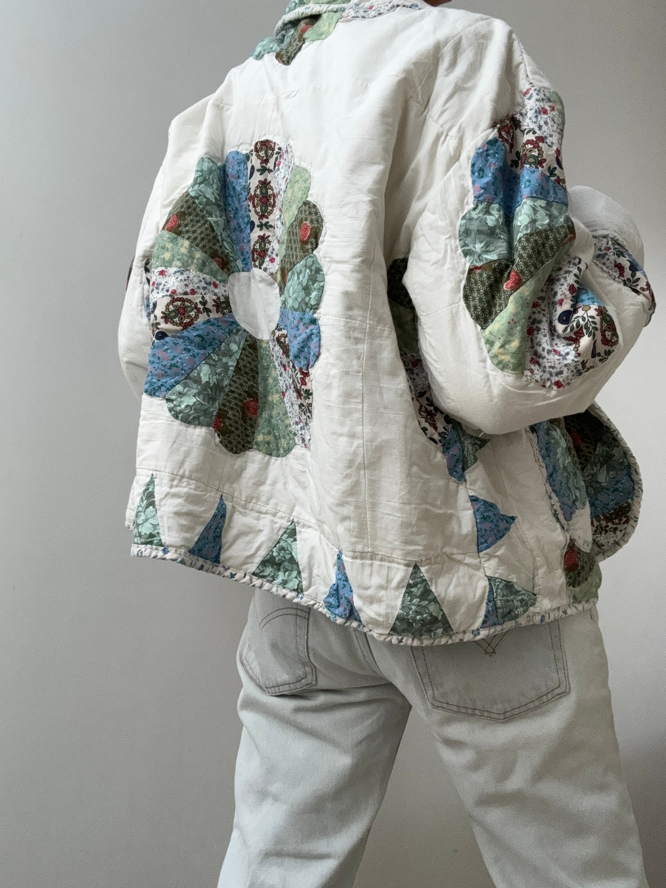 Future Nomads Jackets Free Size Upcycled Quilt Jacket Big Flower