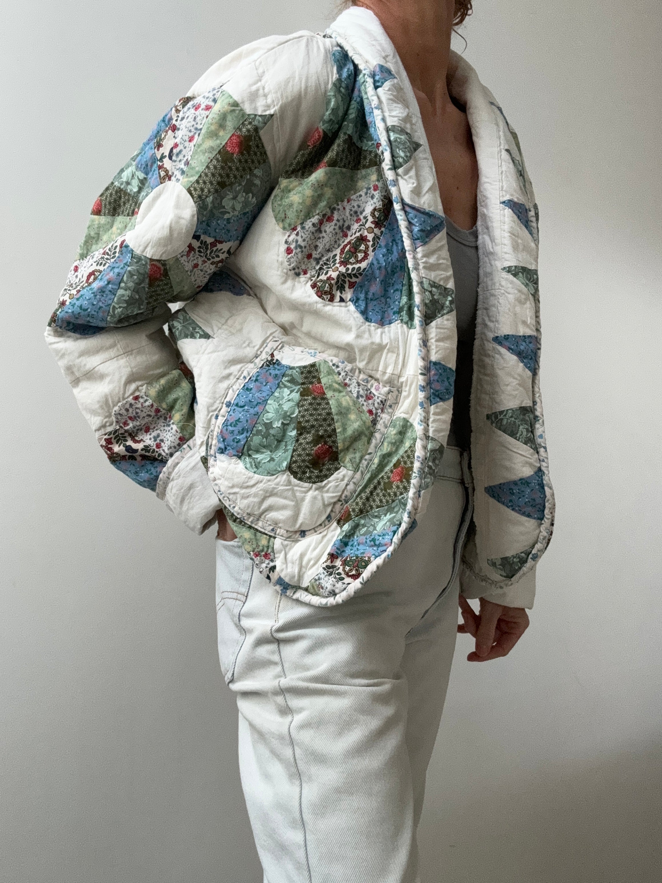 Future Nomads Jackets Free Size Upcycled Quilt Jacket Big Flower