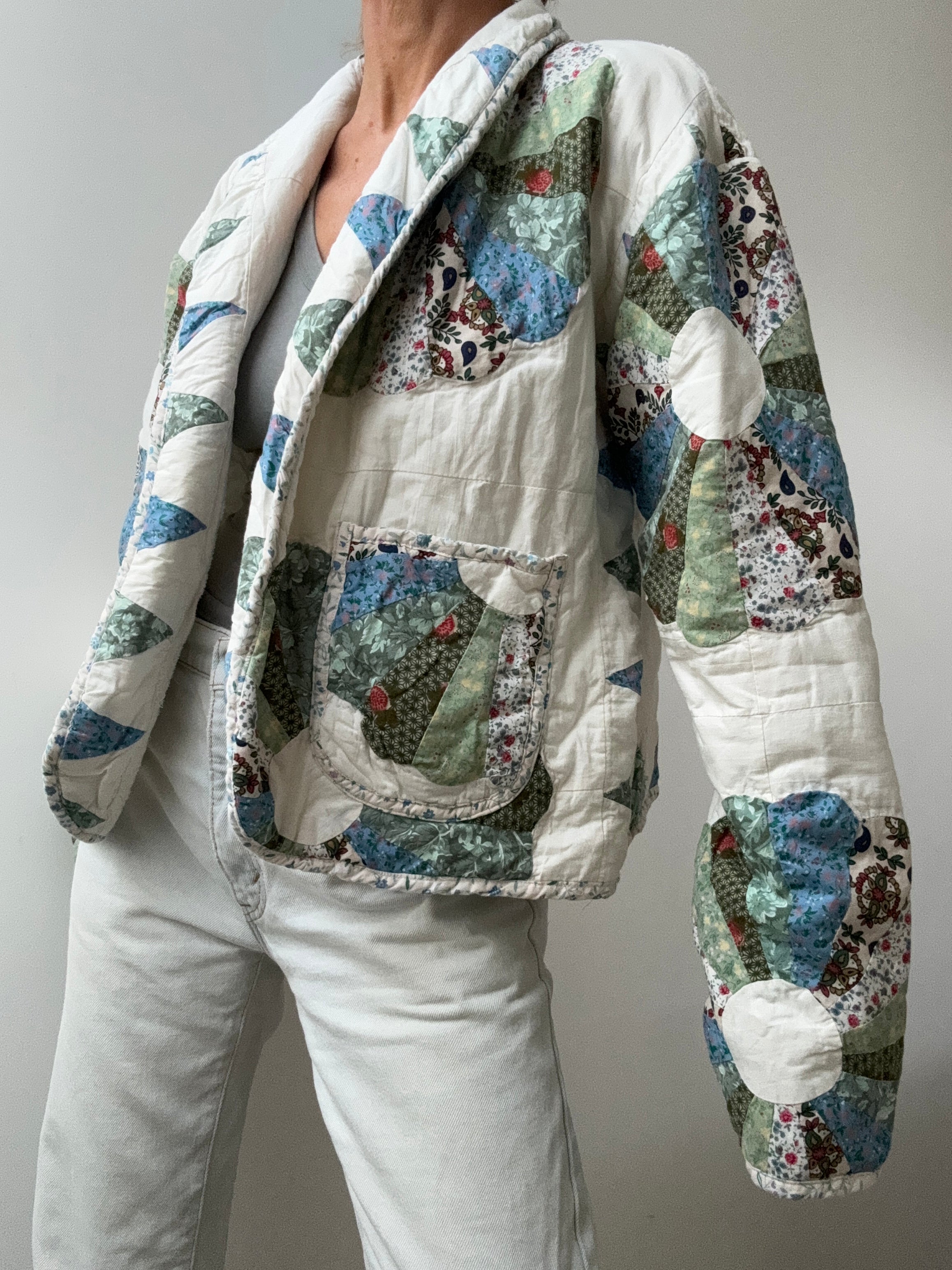 Future Nomads Jackets Free Size Upcycled Quilt Jacket Big Flower