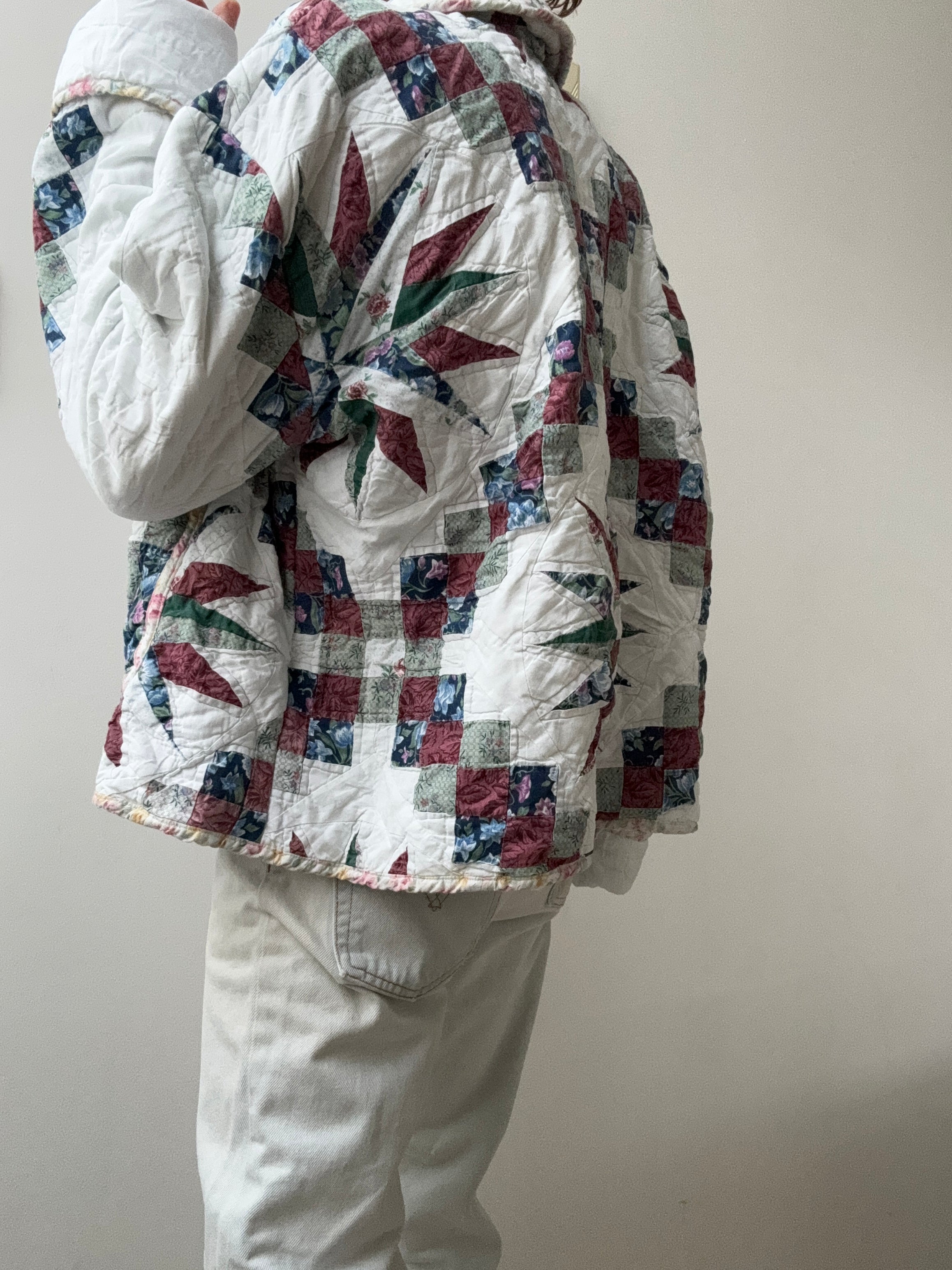 Future Nomads Jackets Free Size Upcycled Quilt Jacket Flower Collar