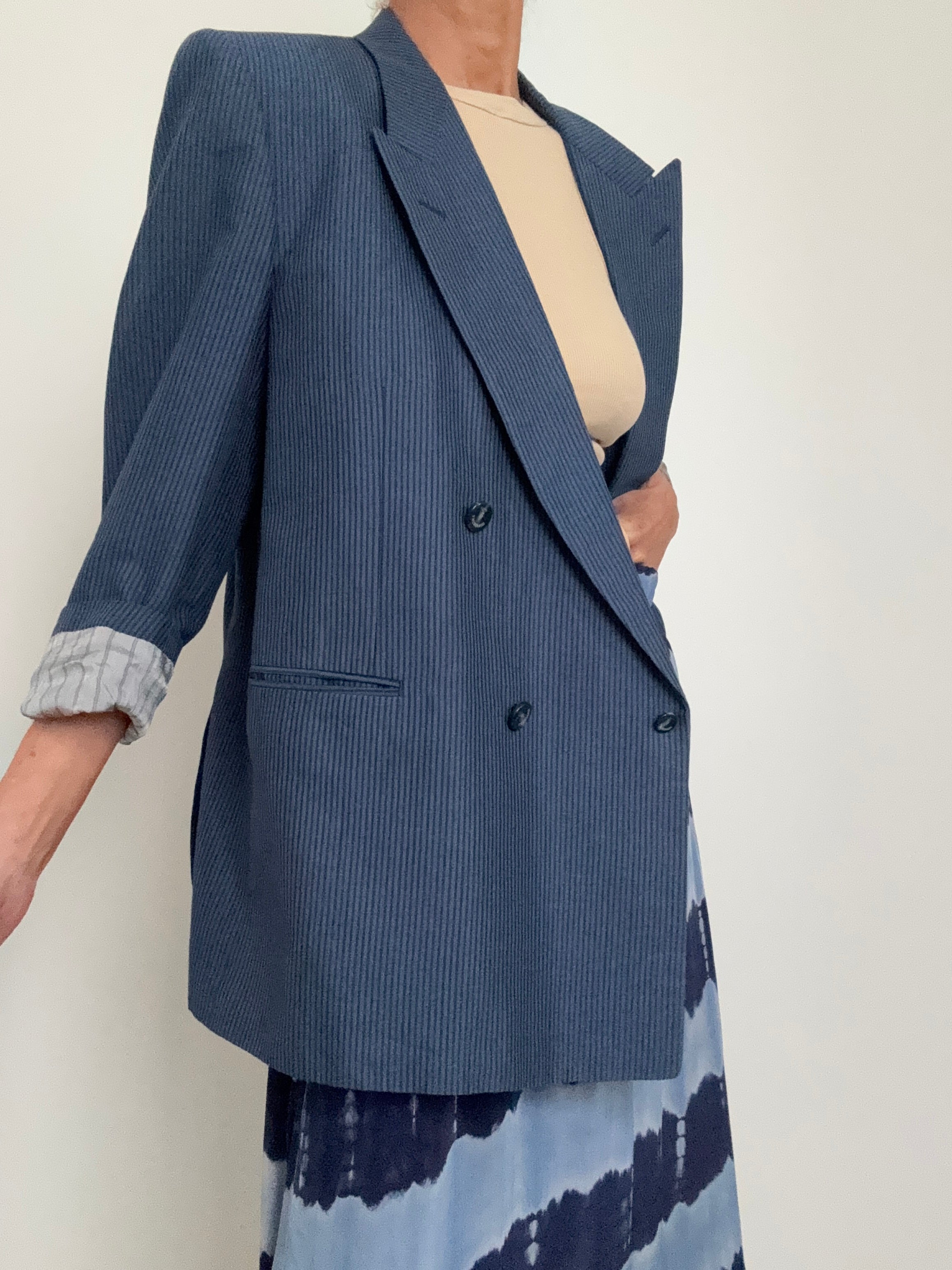 Future Nomads Jackets Large Summer Pinstriped Blazer