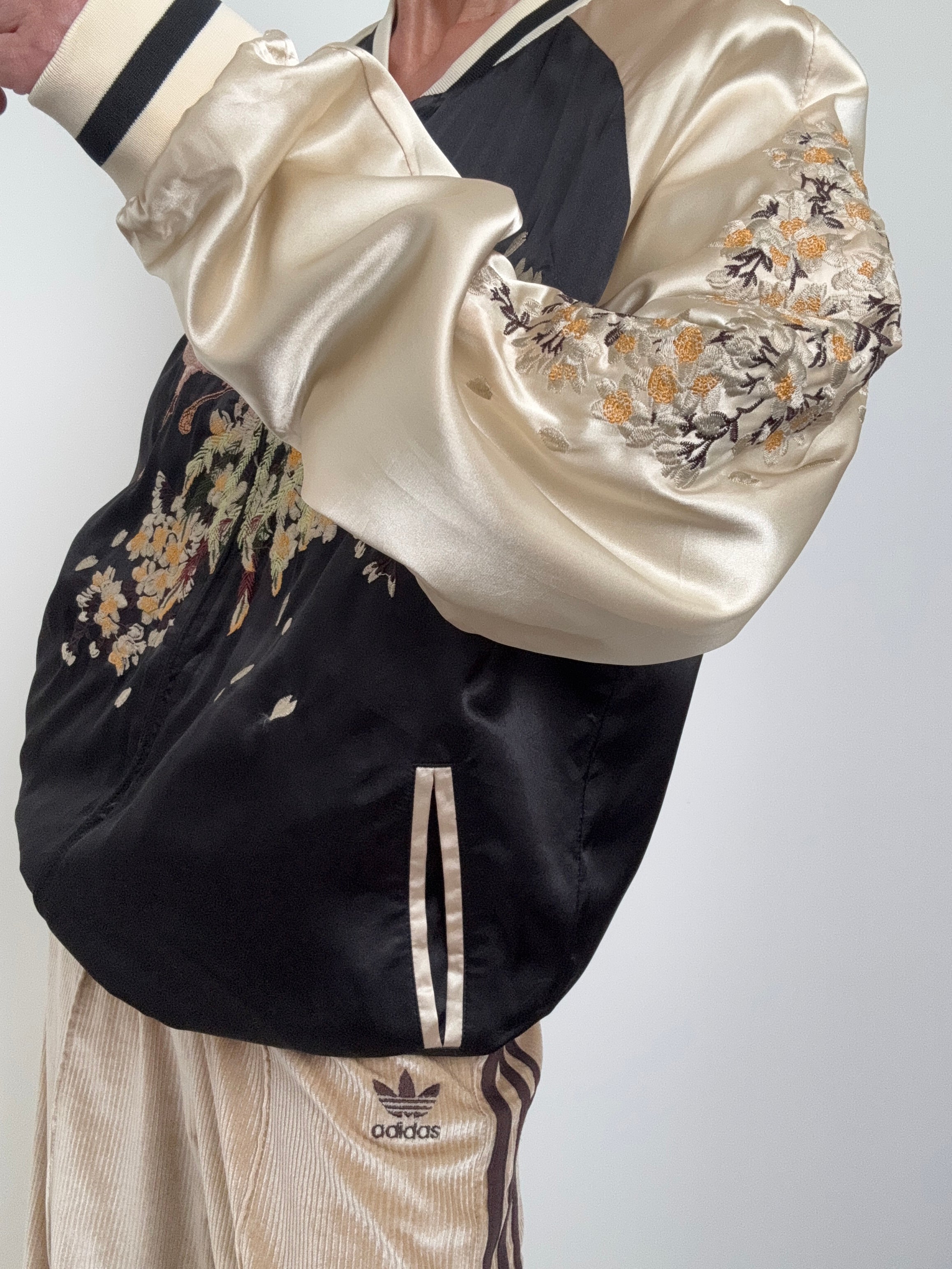 Future Nomads Jackets Large-XLarge Crane Satin Bomber Jacket