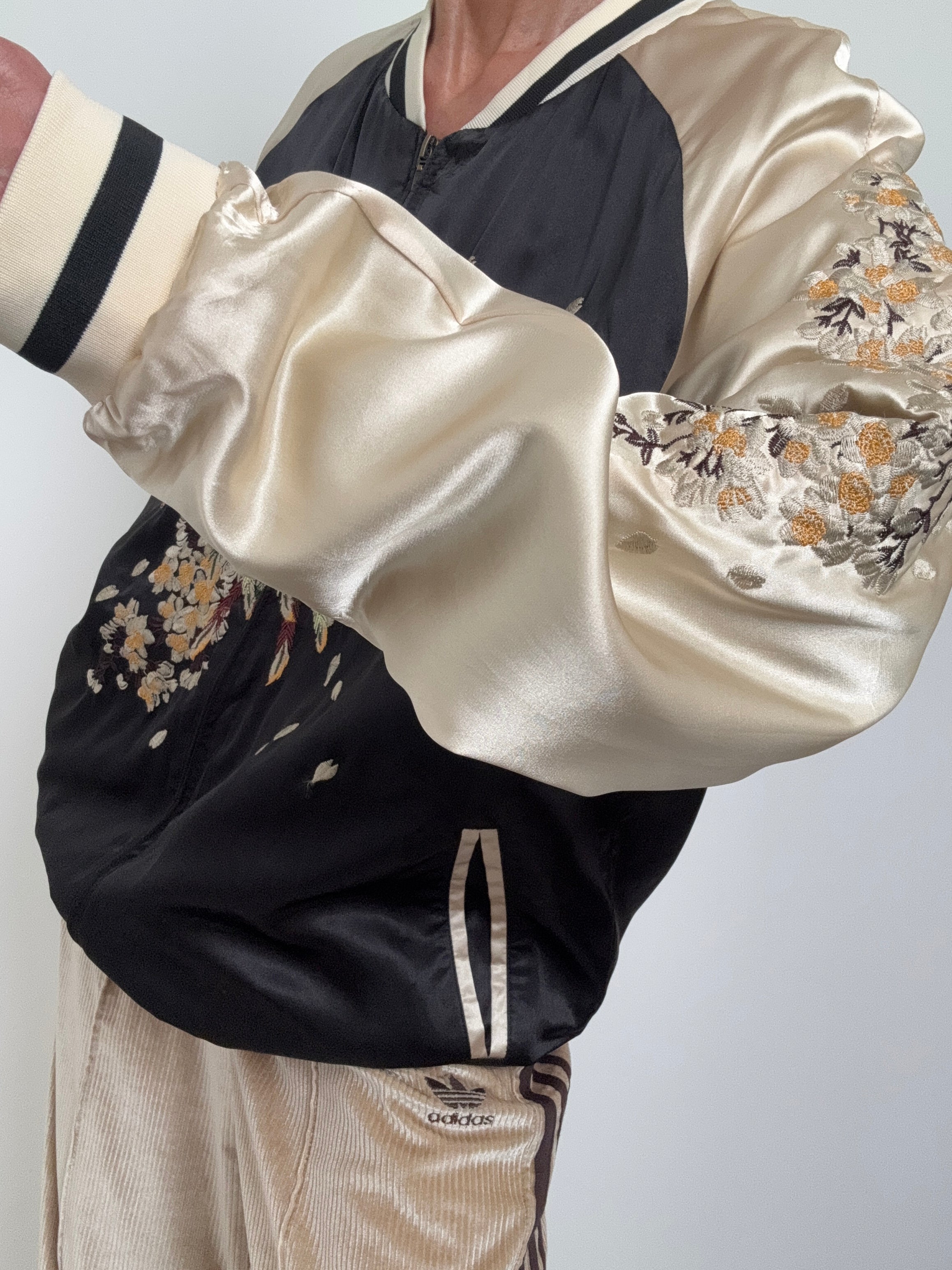 Future Nomads Jackets Large-XLarge Crane Satin Bomber Jacket