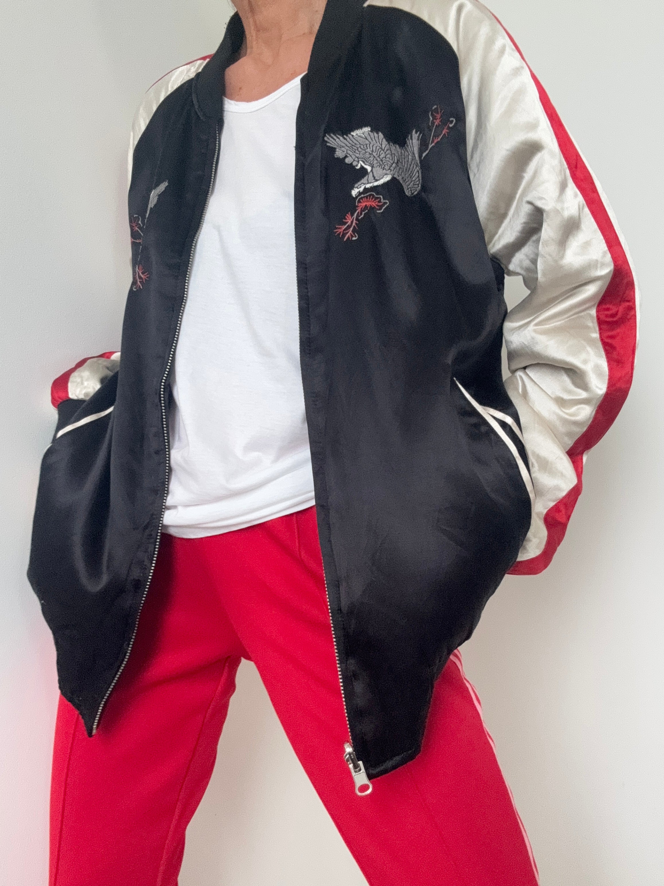 Future Nomads Jackets Large-XLarge Reversible Satin Kyoto Bomber Jacket