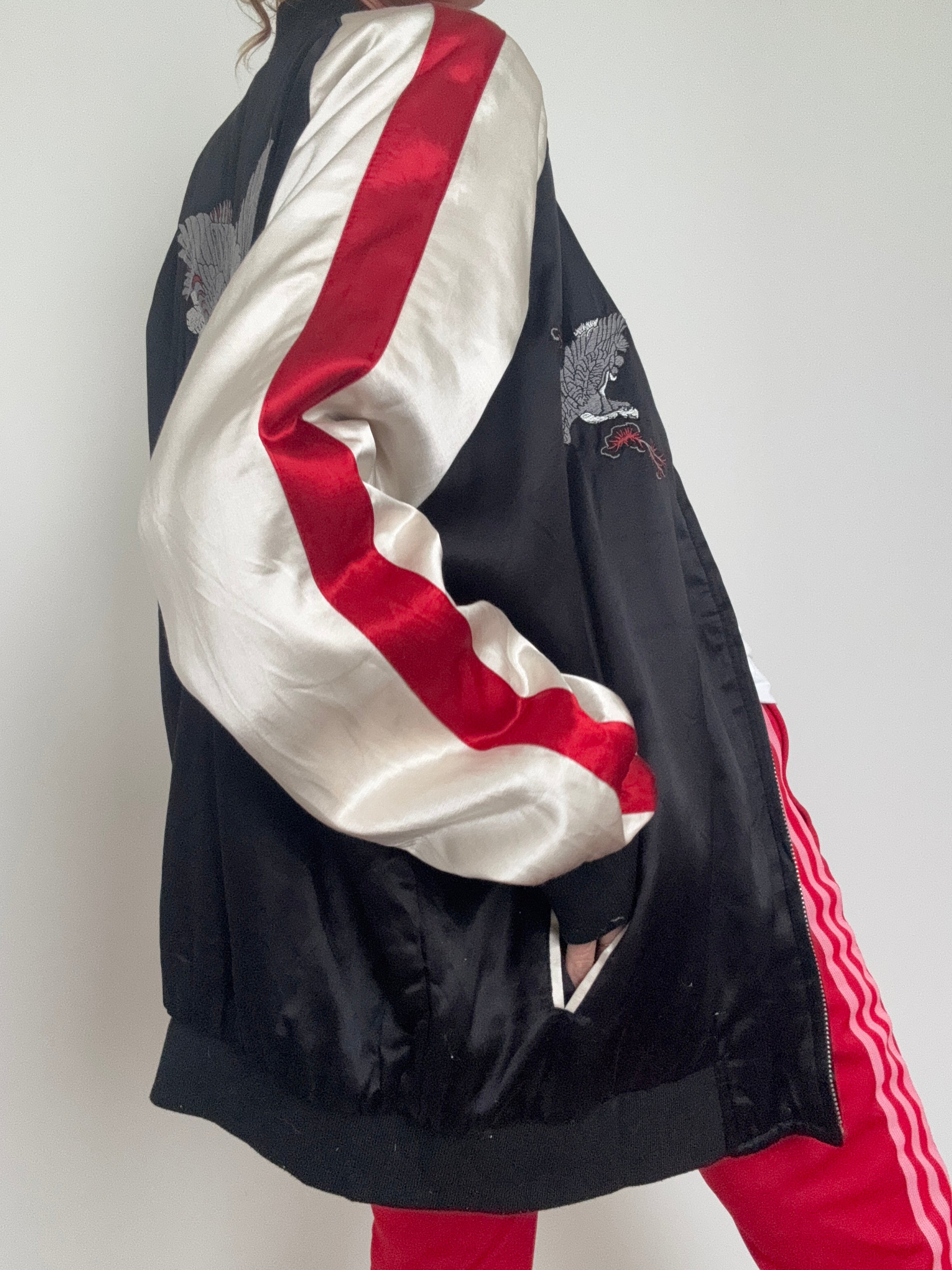 Future Nomads Jackets Large-XLarge Reversible Satin Kyoto Bomber Jacket
