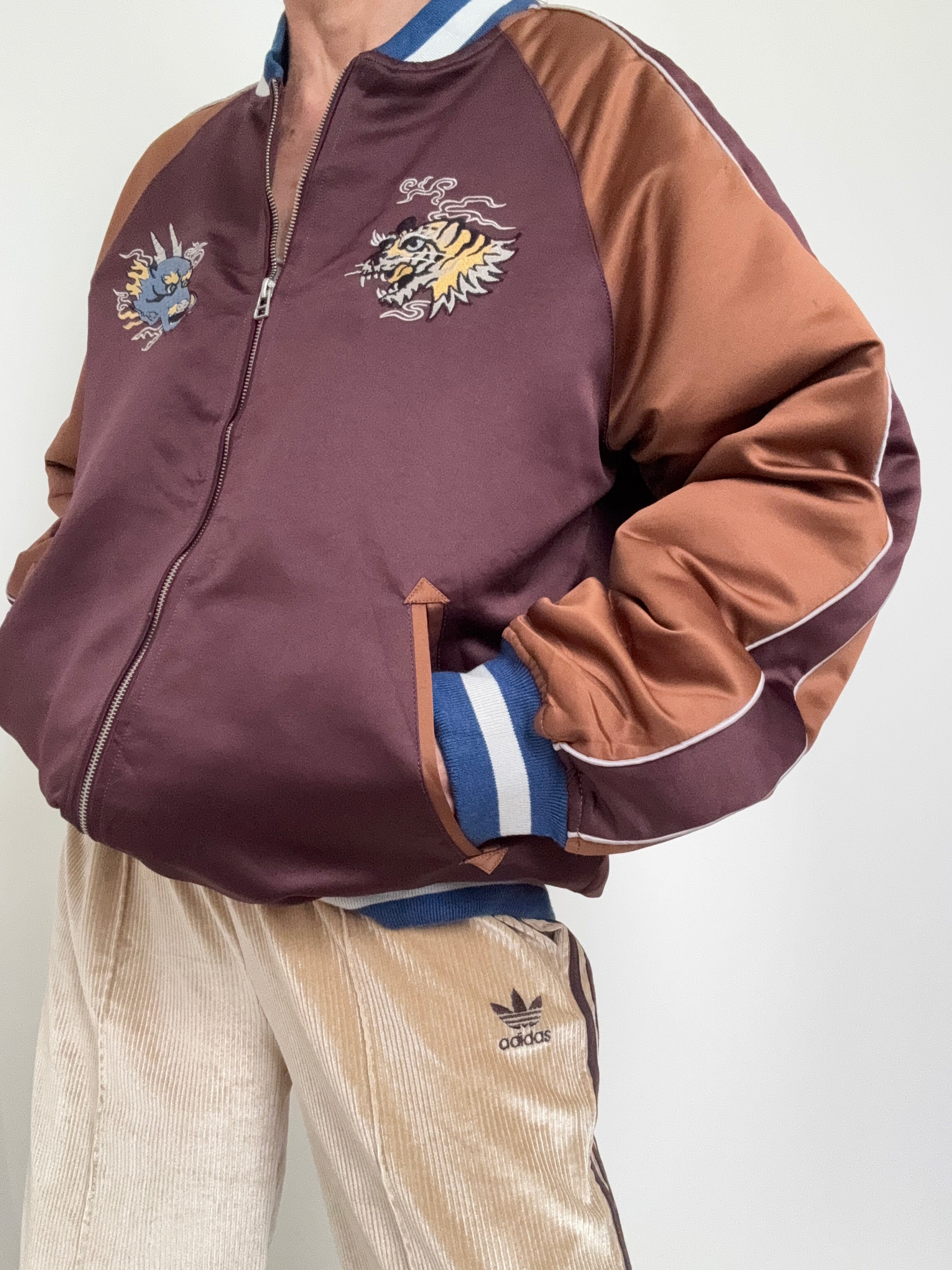 Future Nomads Jackets Large- XLarge Satin Bomber Plum