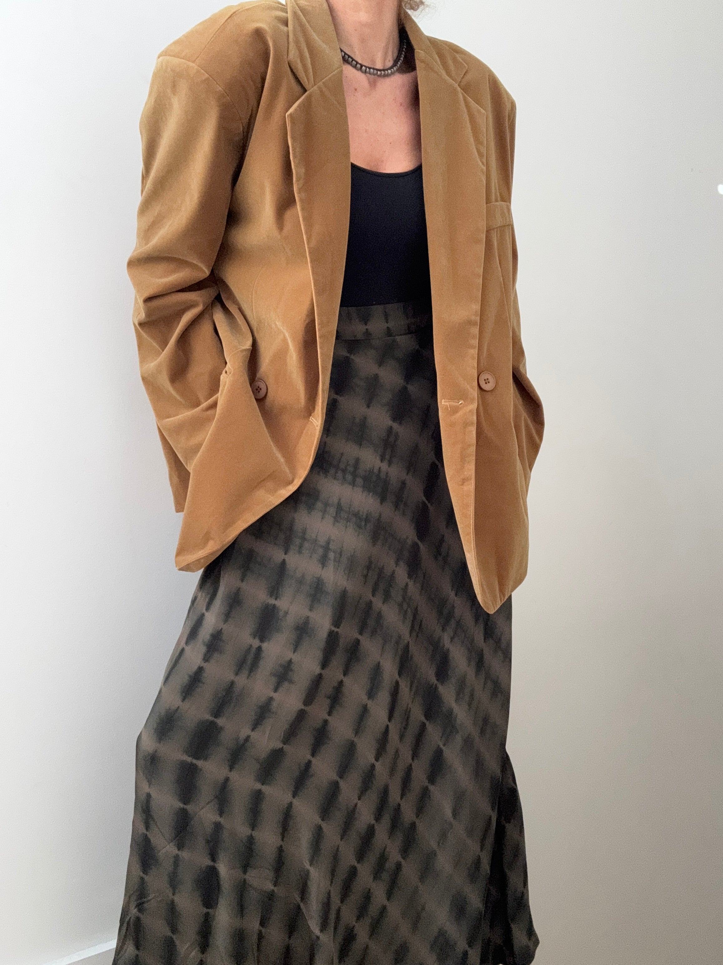 Future Nomads Jackets Large-XLarge Tan Velvet Oversized Blazer
