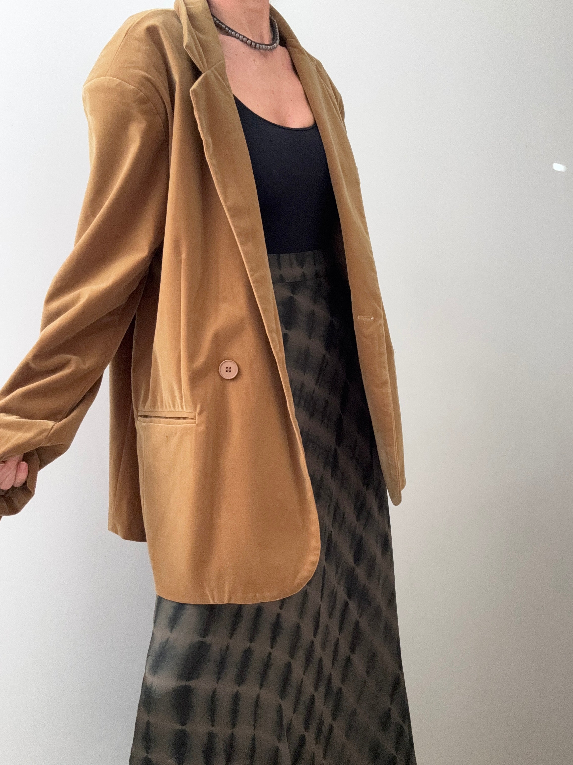 Future Nomads Jackets Large-XLarge Tan Velvet Oversized Blazer