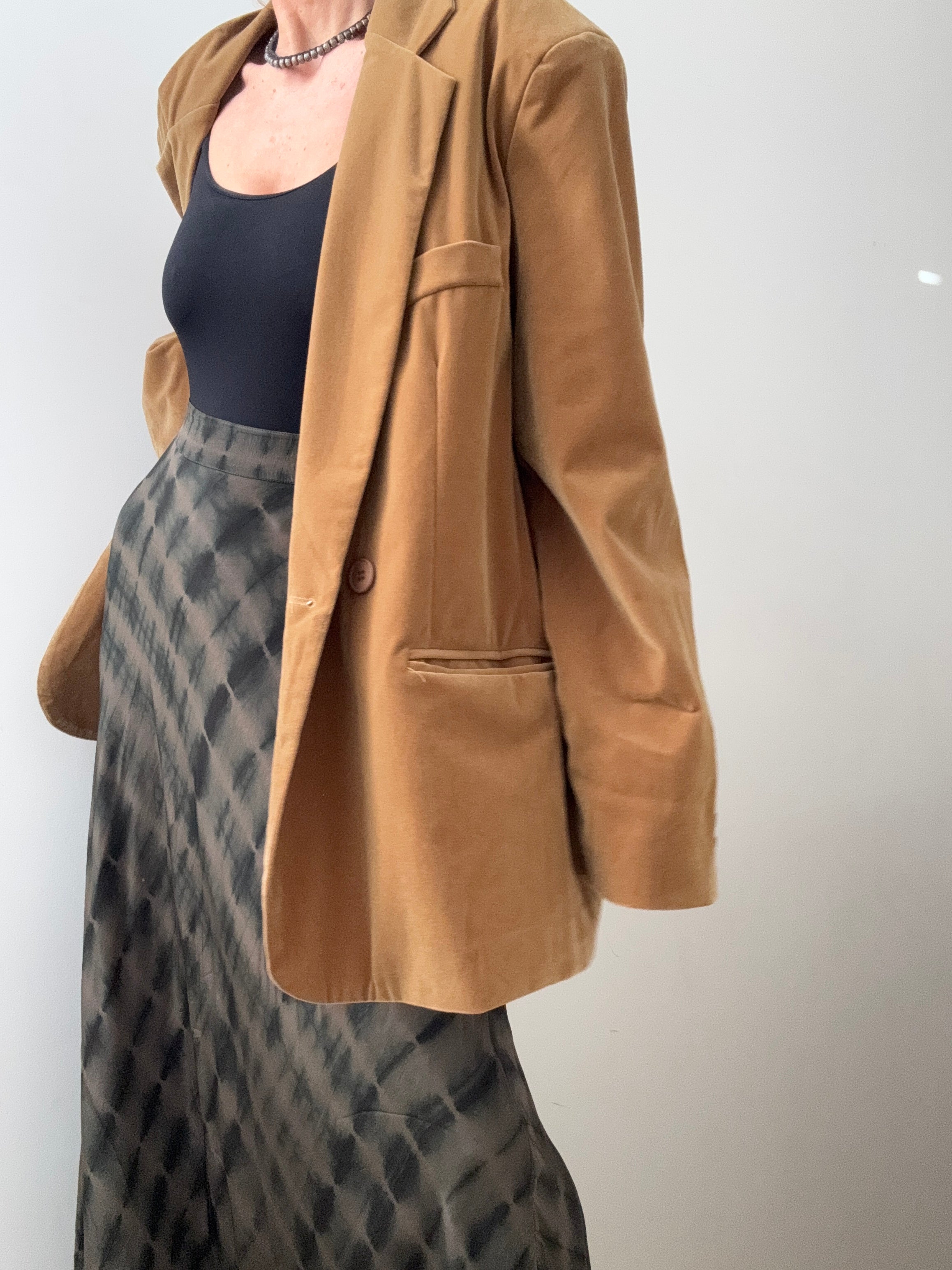 Future Nomads Jackets Large-XLarge Tan Velvet Oversized Blazer