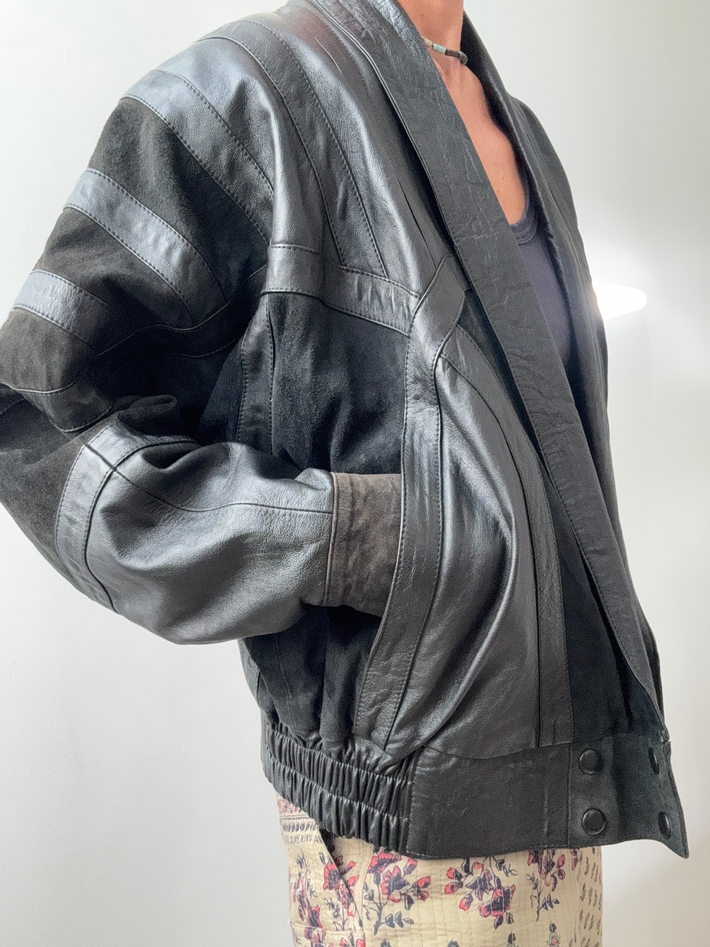 Future Nomads Jackets Medium Eighties Suede Leather Panel Jacket