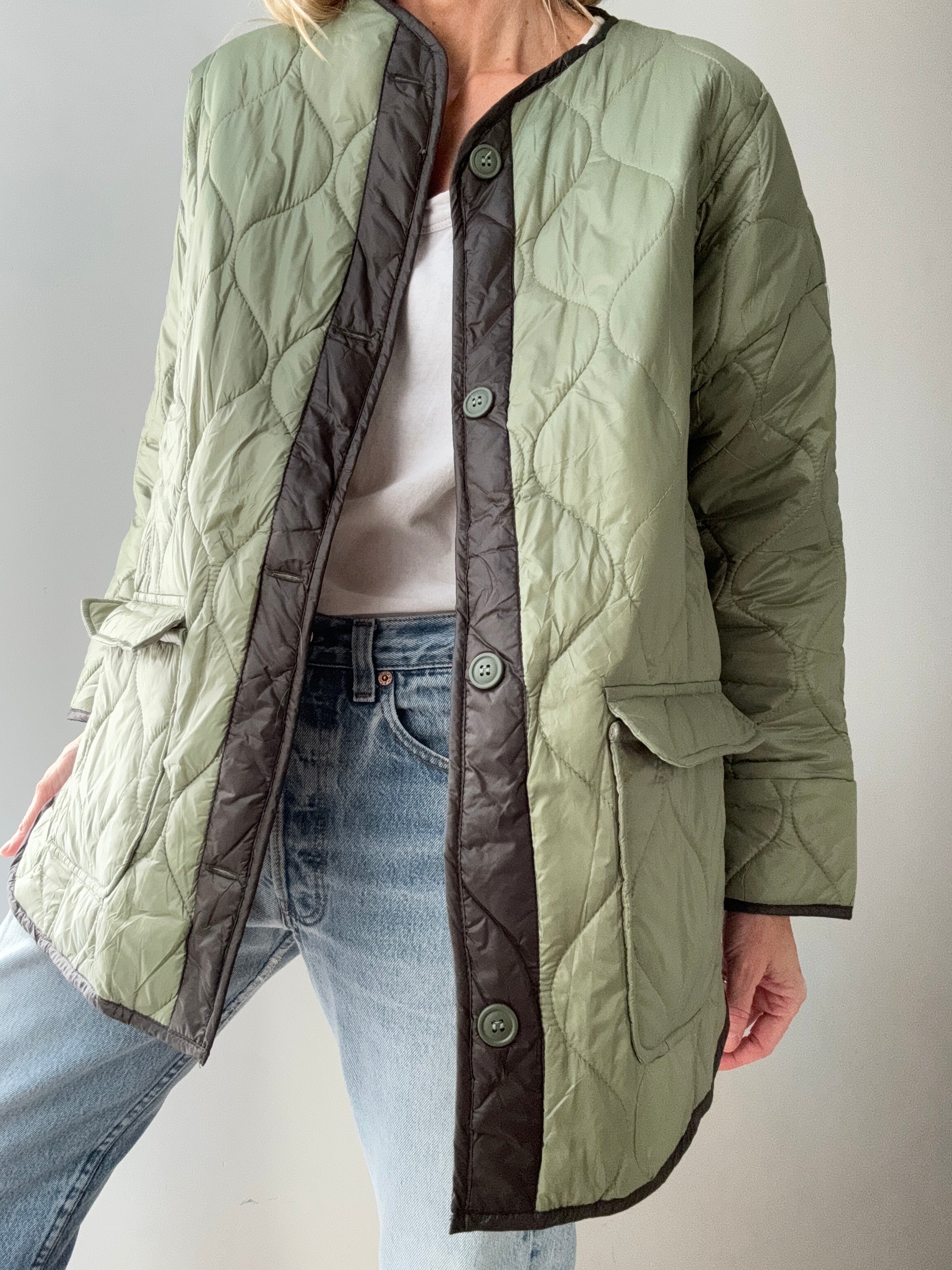 Future Nomads Jackets Medium Green Quilted Jacket