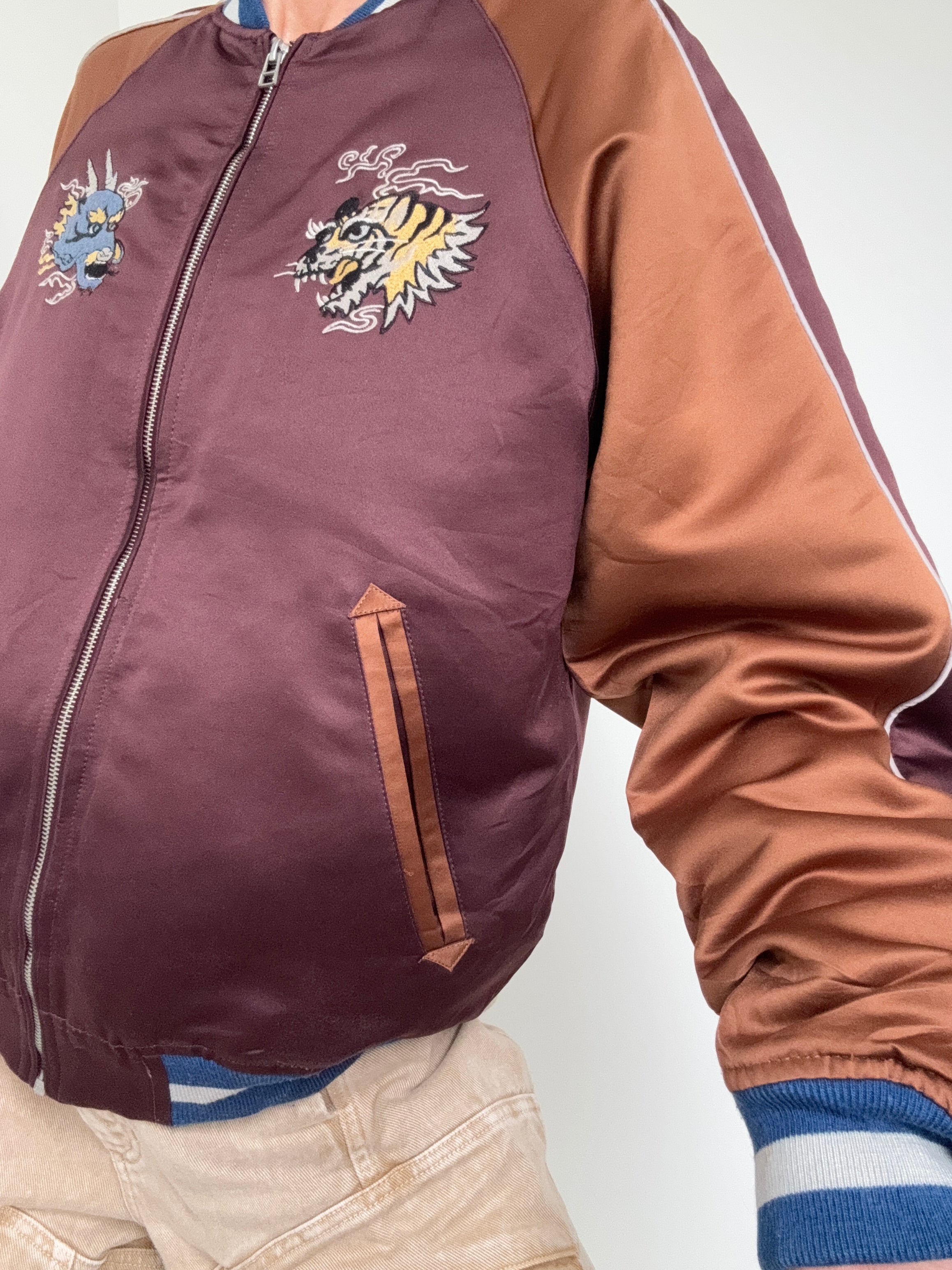 Future Nomads Jackets Medium-Large Bomber Jacket Tiger Dragon