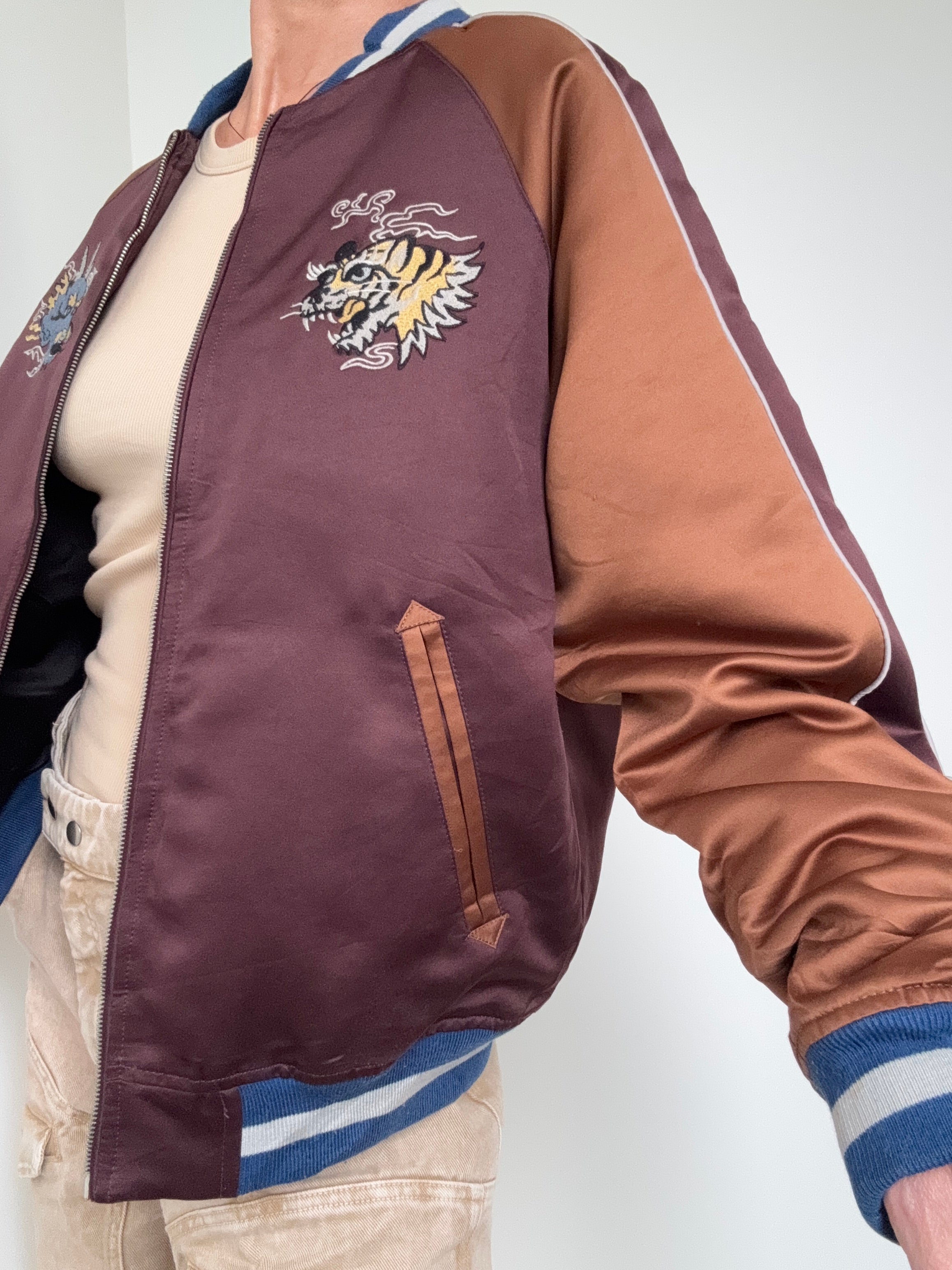 Future Nomads Jackets Medium-Large Bomber Jacket Tiger Dragon