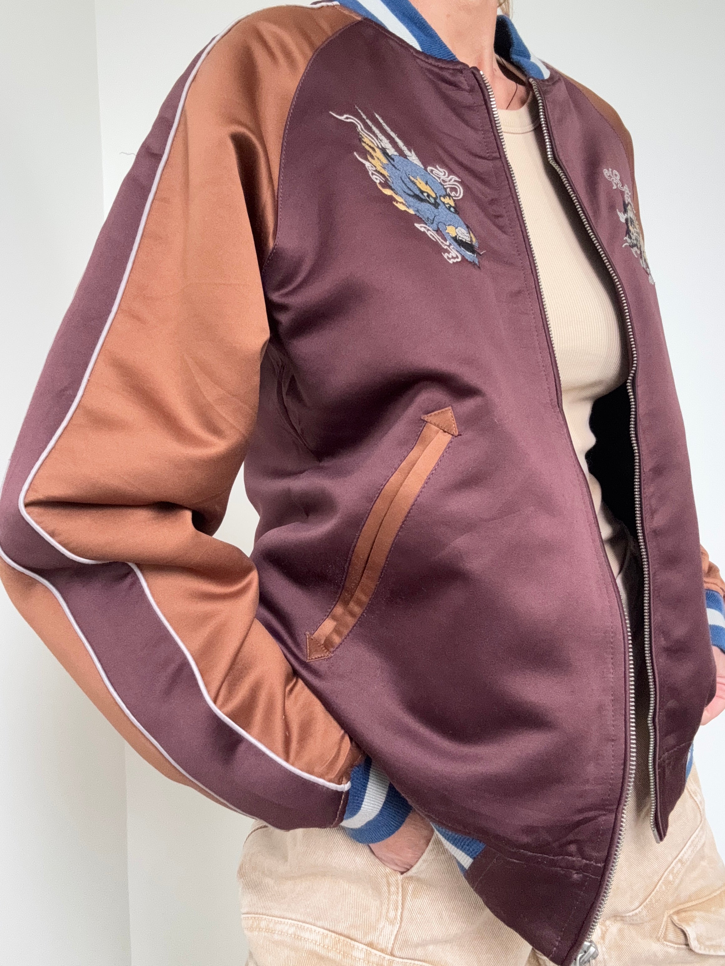 Future Nomads Jackets Medium-Large Bomber Jacket Tiger Dragon