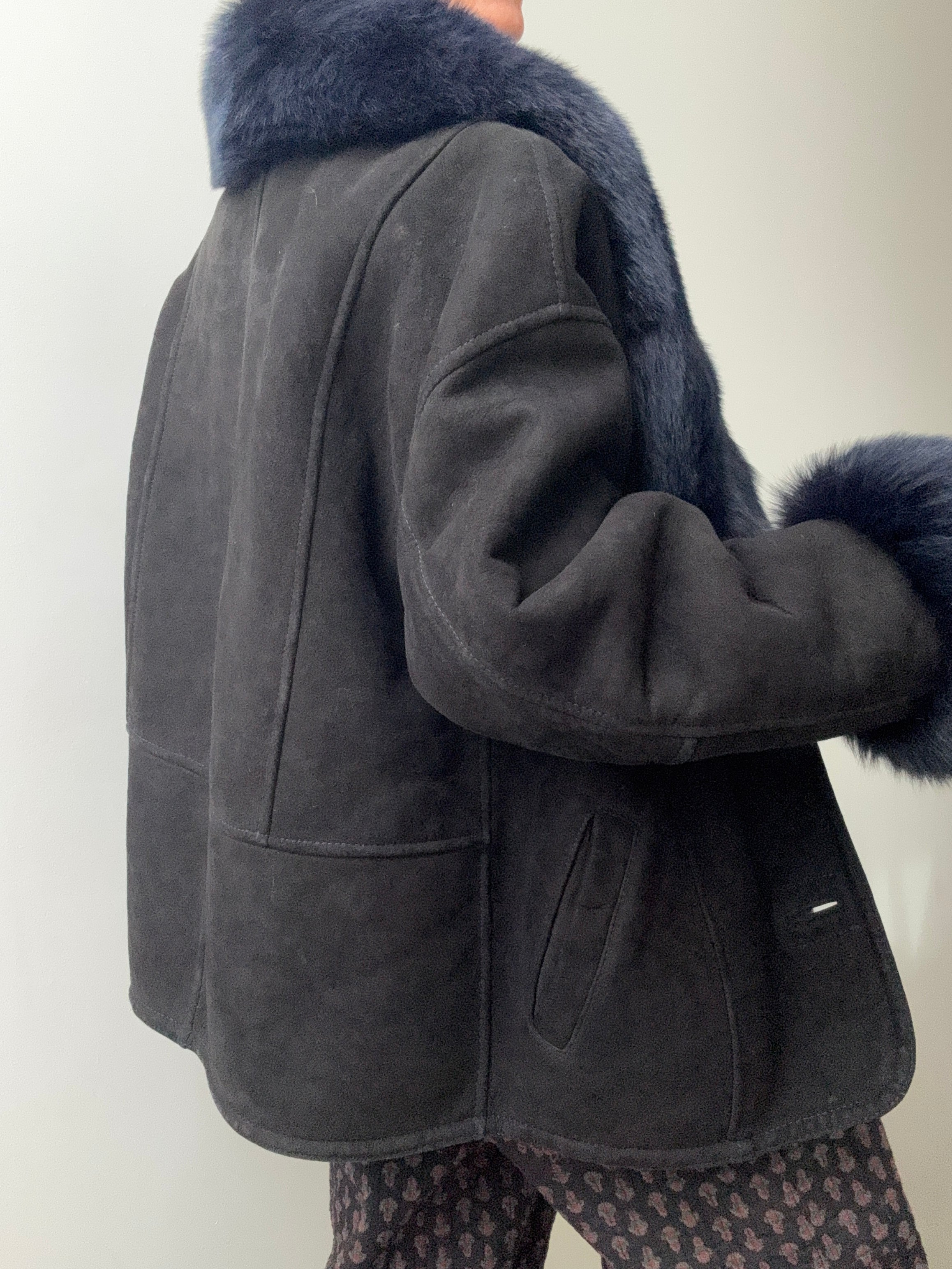 Future Nomads Jackets Medium-Large Piel Espana Navy Fur Coat