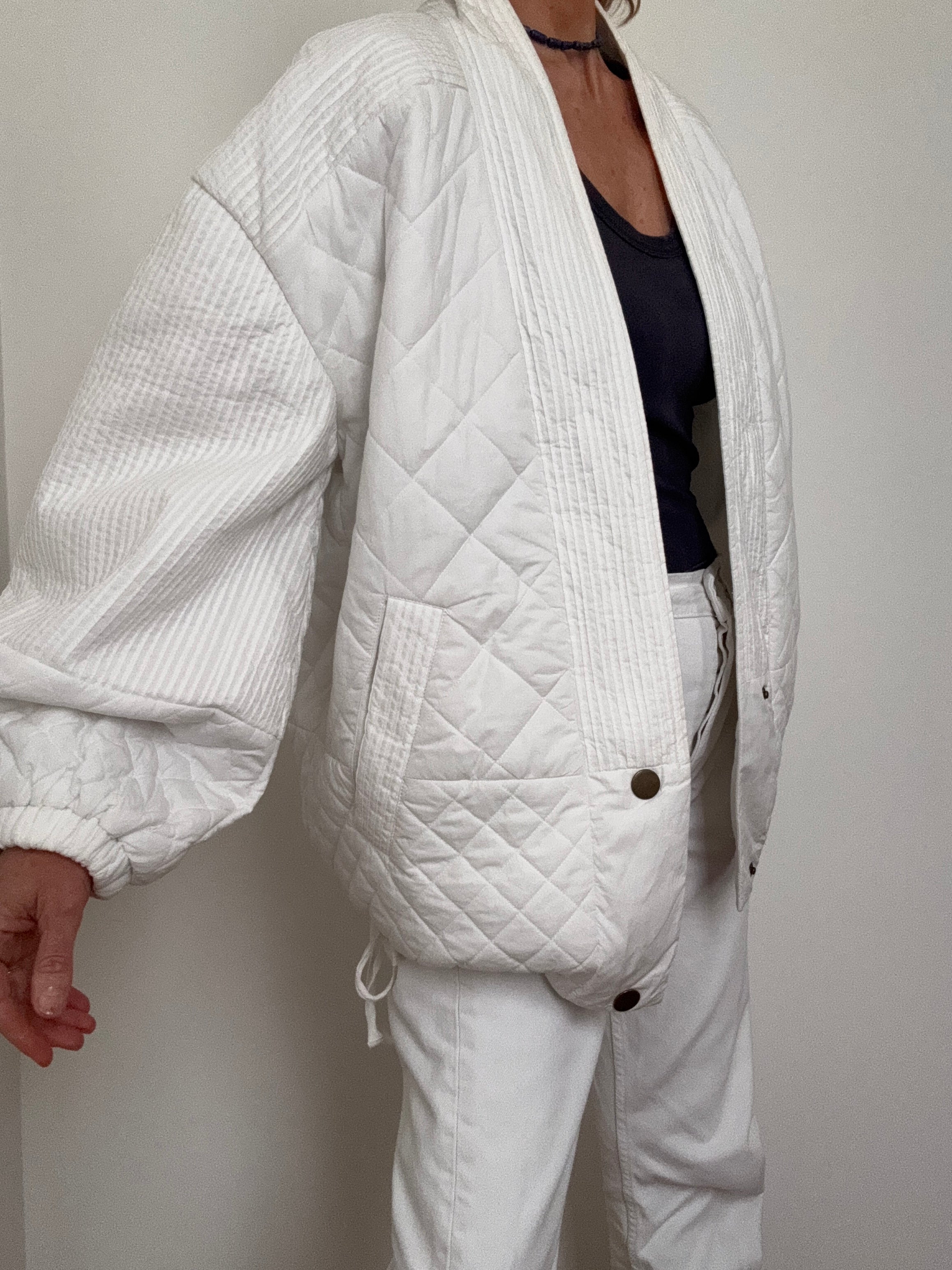 White Quilted Jacket | Jackets