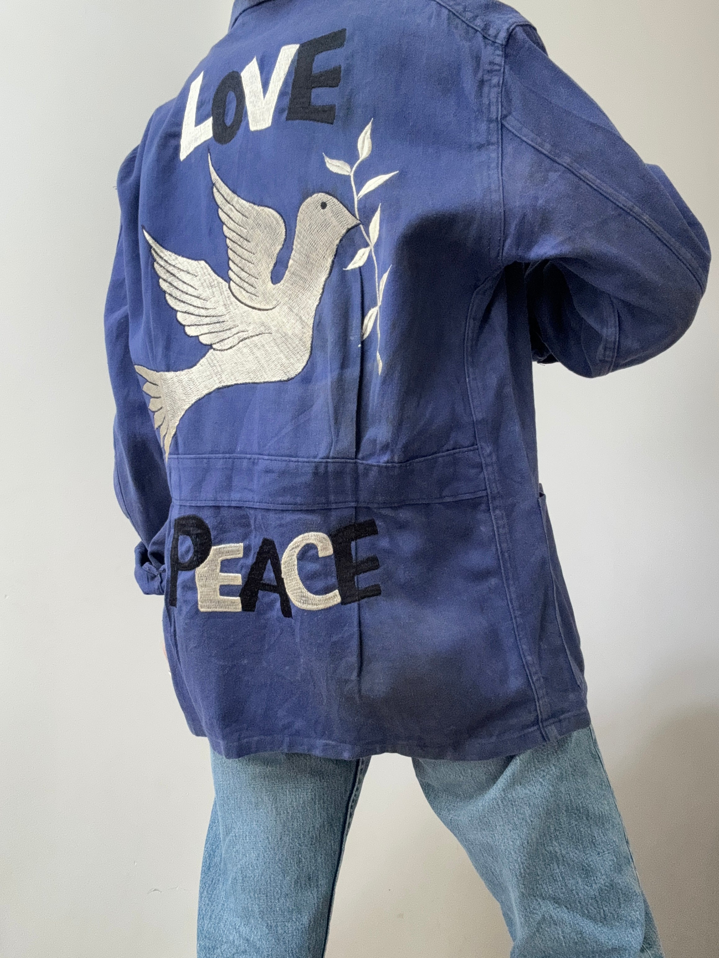 Future Nomads Jackets Medium Love Peace Army Jacket Blue S.G.