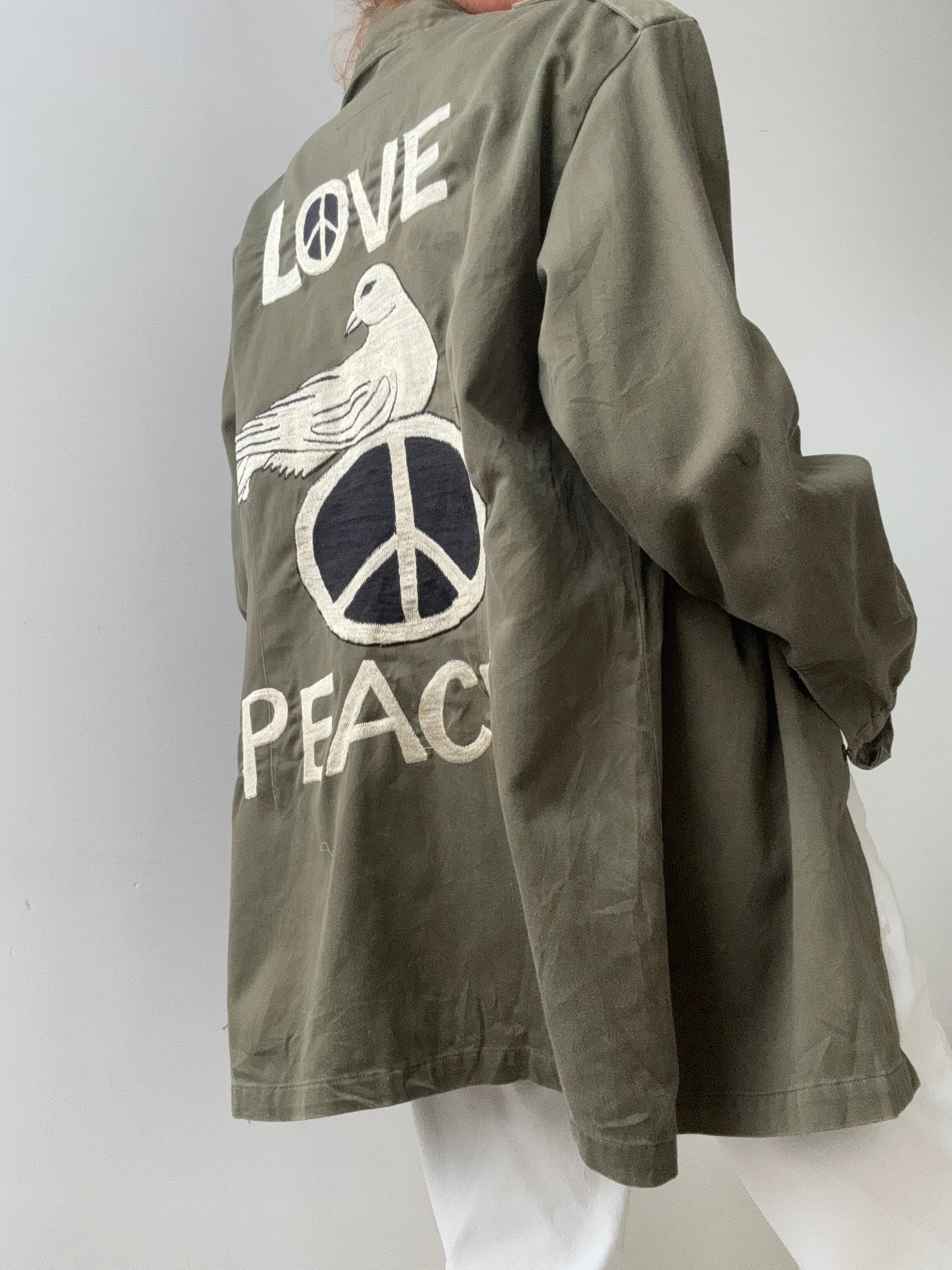 Future Nomads Jackets Medium Love Peace Army Jacket Dove AW245