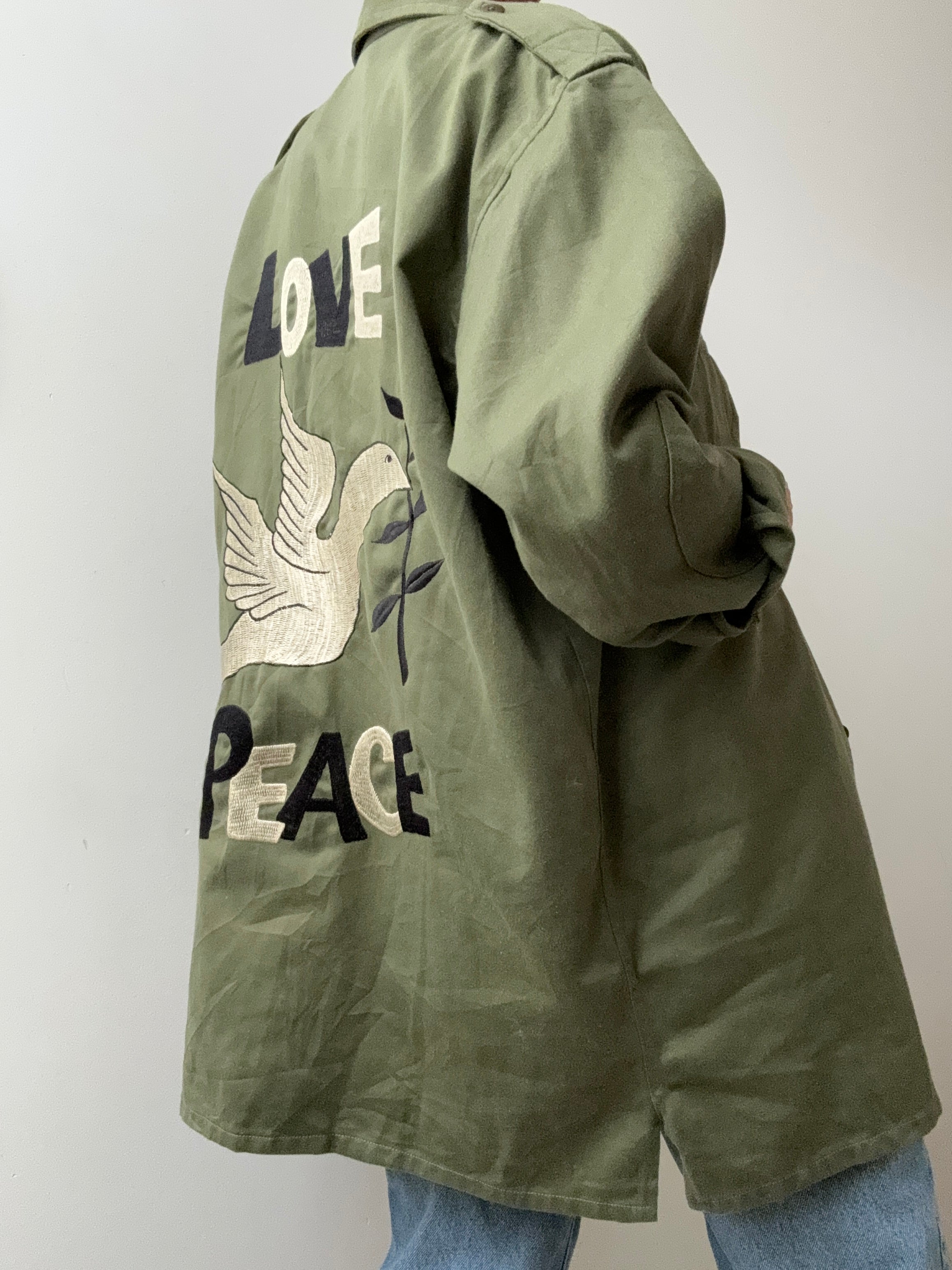 Future Nomads Jackets Medium Love Peace Army Jacket Flag AW243