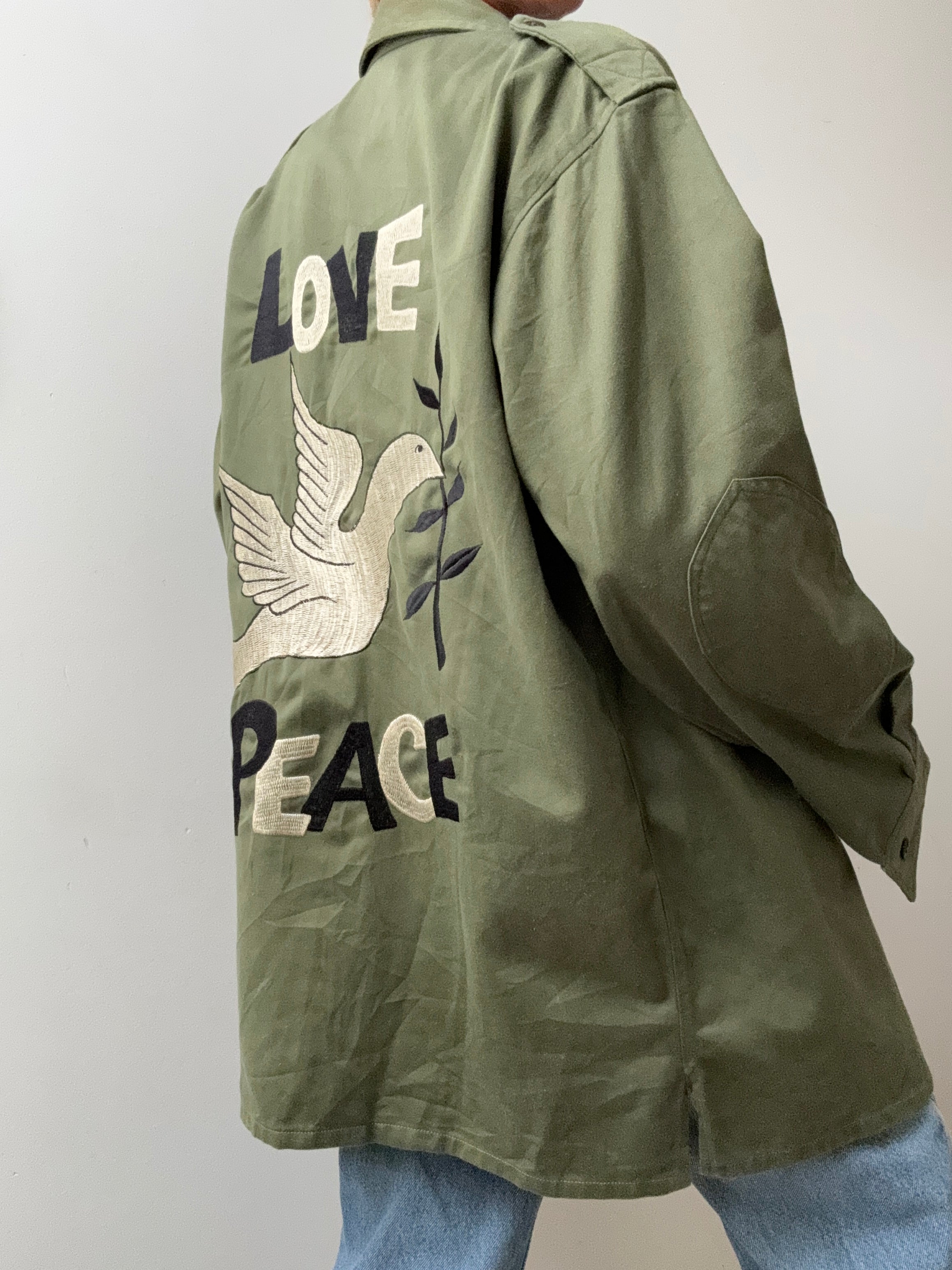 Future Nomads Jackets Medium Love Peace Army Jacket Flag AW243