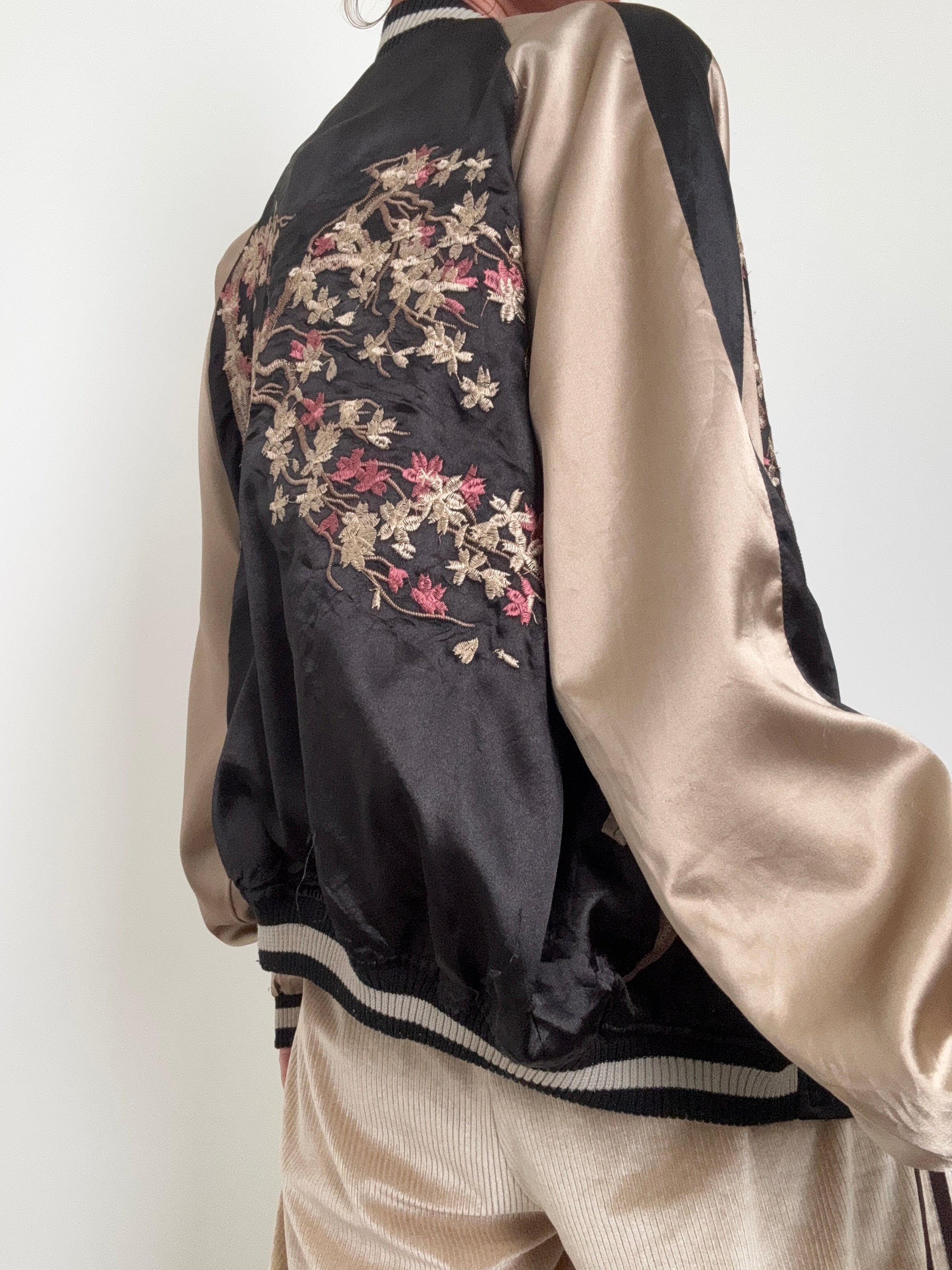 Future Nomads Jackets Medium Reversible Pink Satin Bomber Jacket