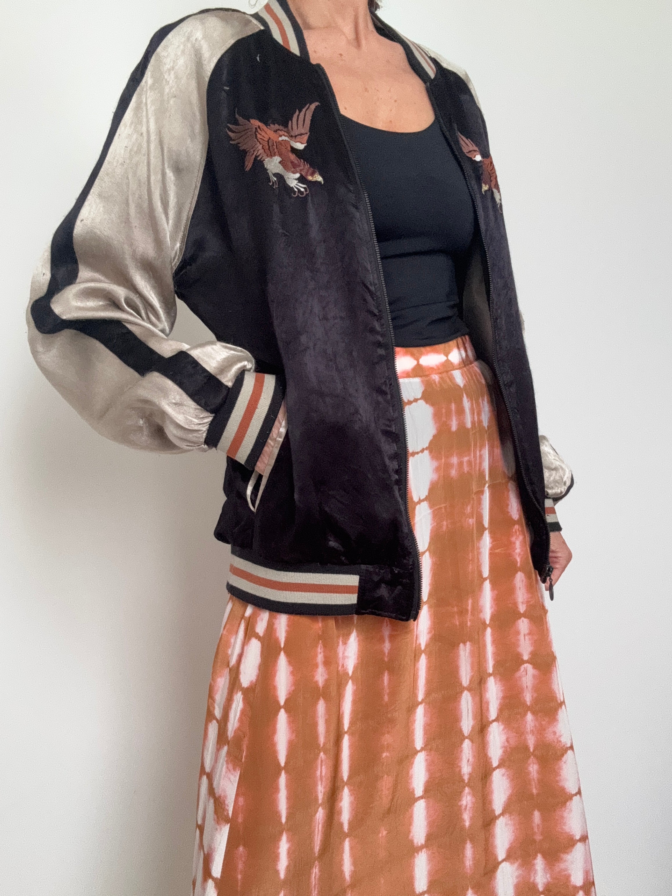 Future Nomads Jackets Medium Satin Bomber Eagle Tan