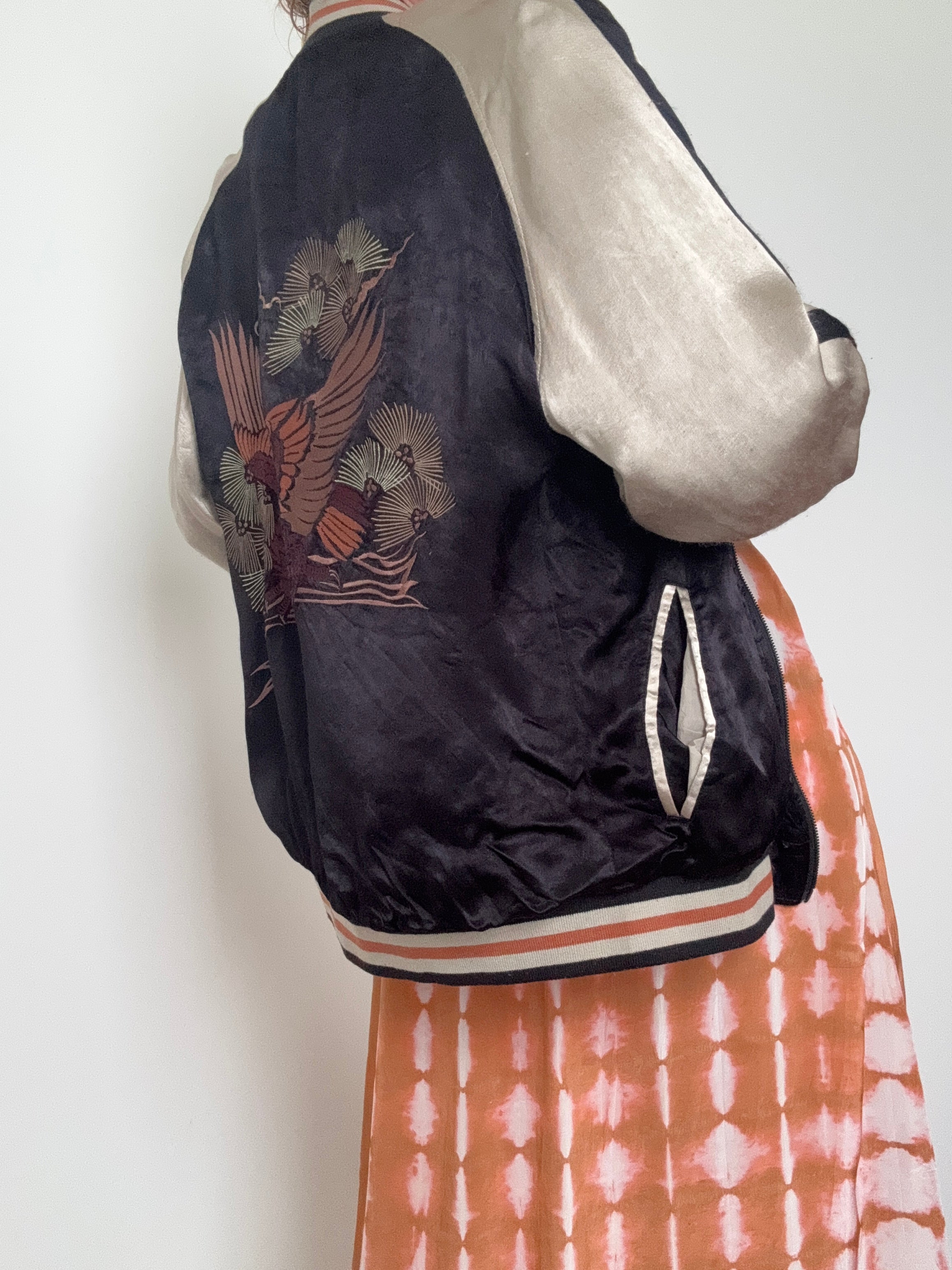 Future Nomads Jackets Medium Satin Bomber Eagle Tan
