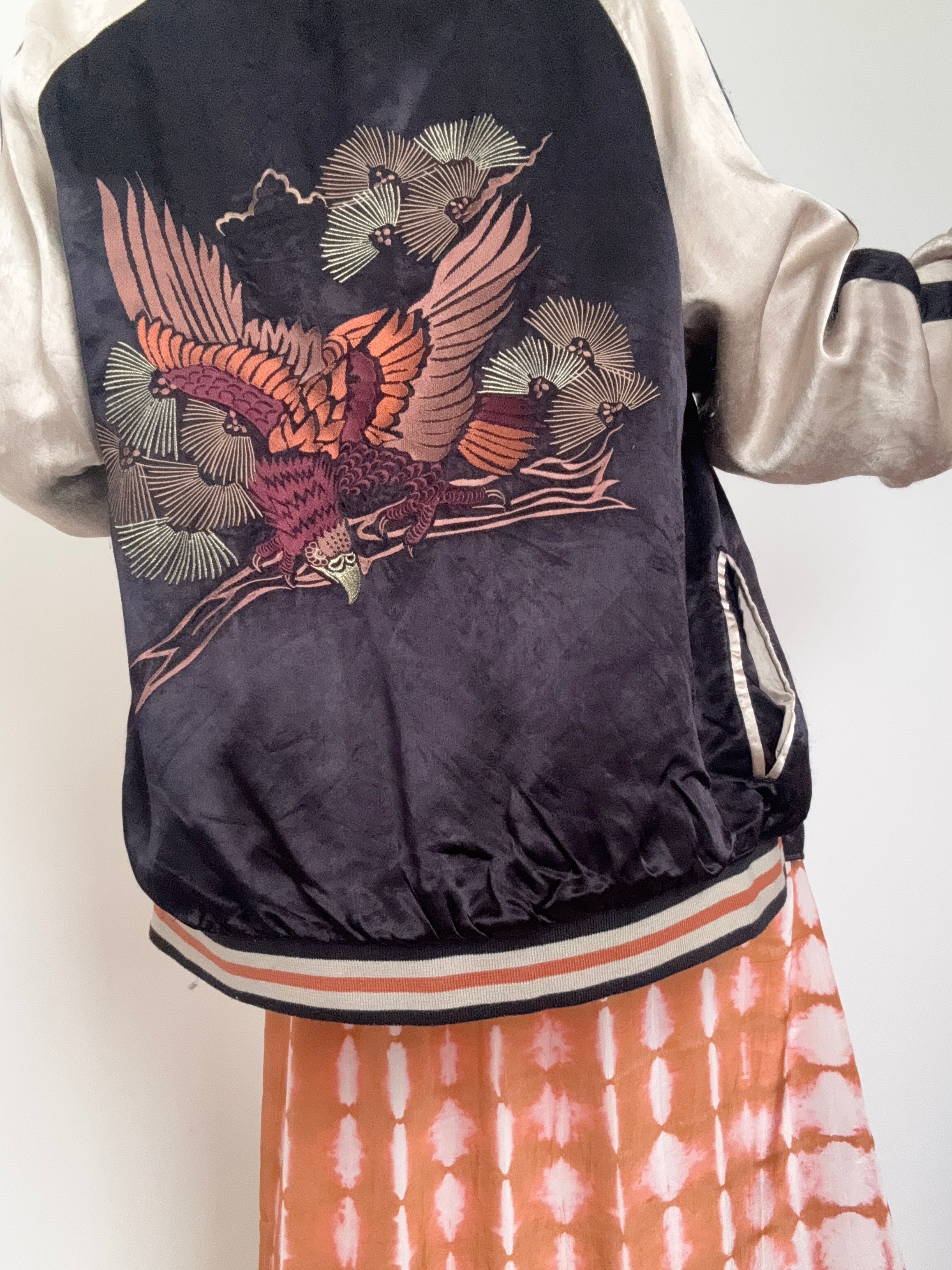 Future Nomads Jackets Medium Satin Bomber Eagle Tan
