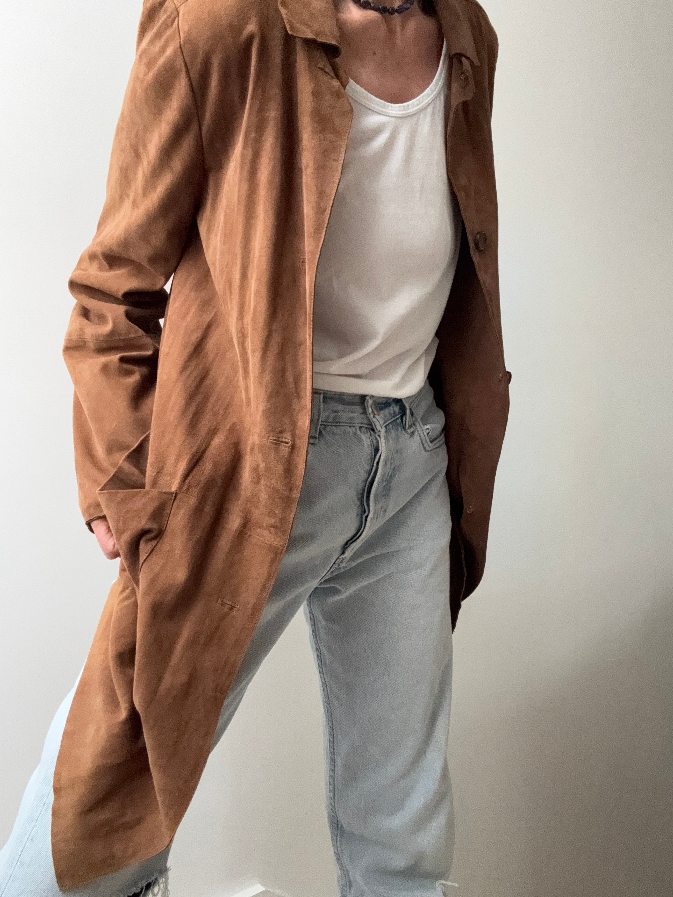 Soft Suede Long Line Jacket | Jackets