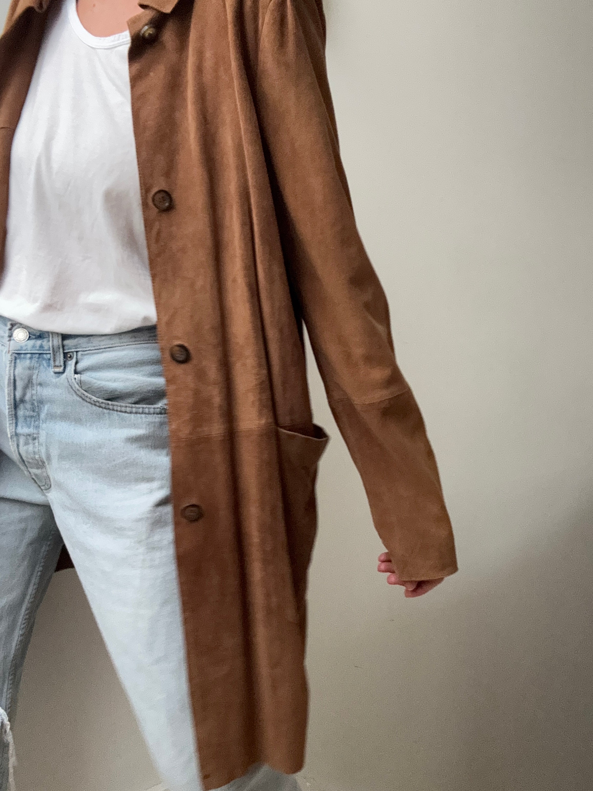 Soft Suede Long Line Jacket | Jackets