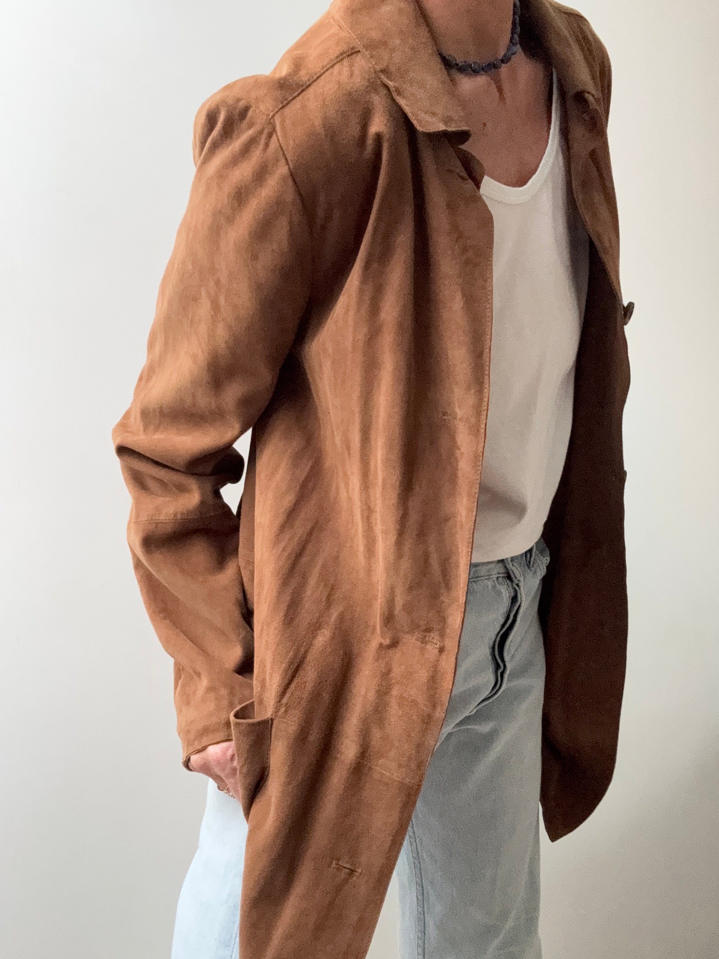Soft Suede Long Line Jacket | Jackets