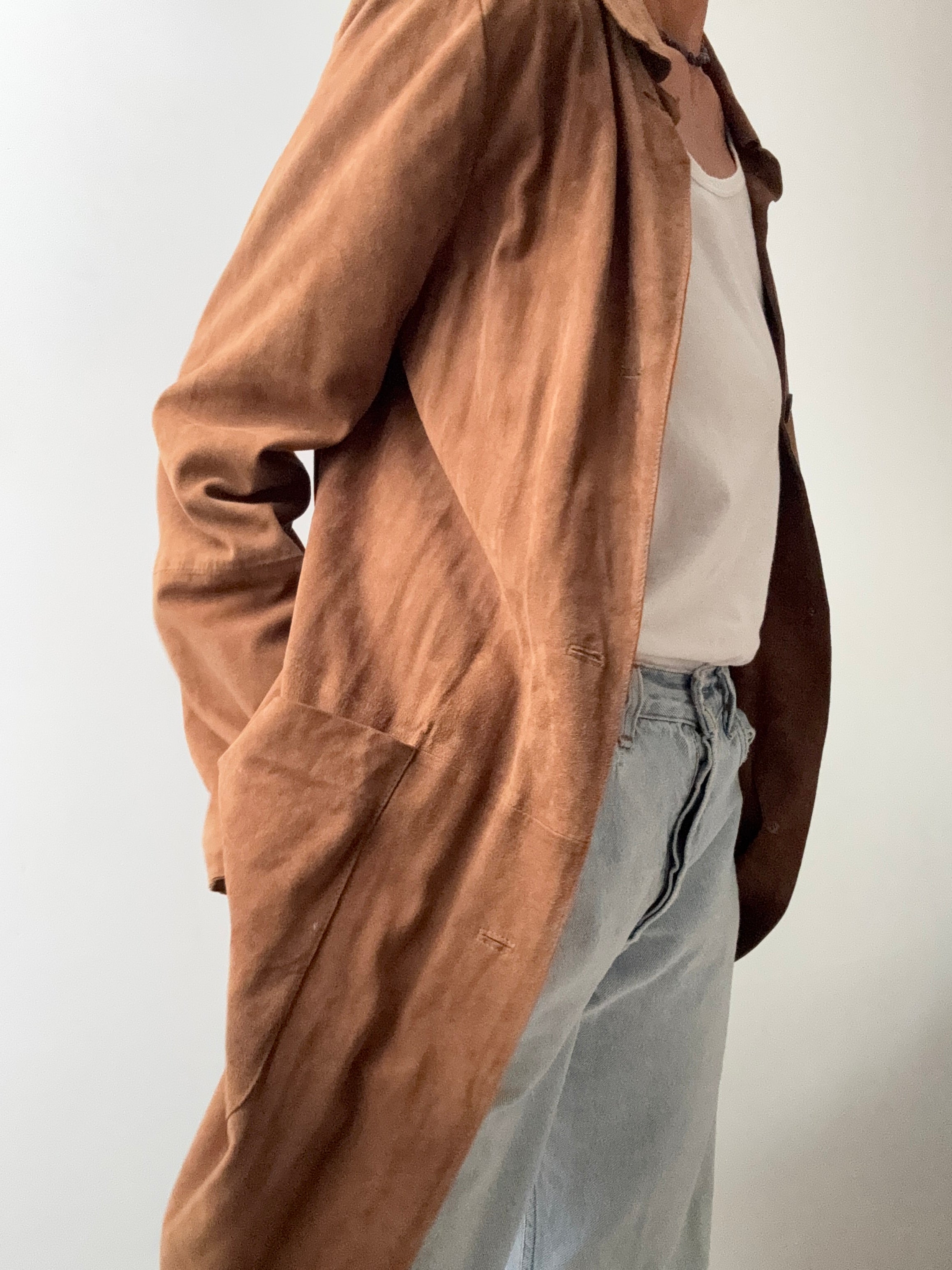 Soft Suede Long Line Jacket | Jackets