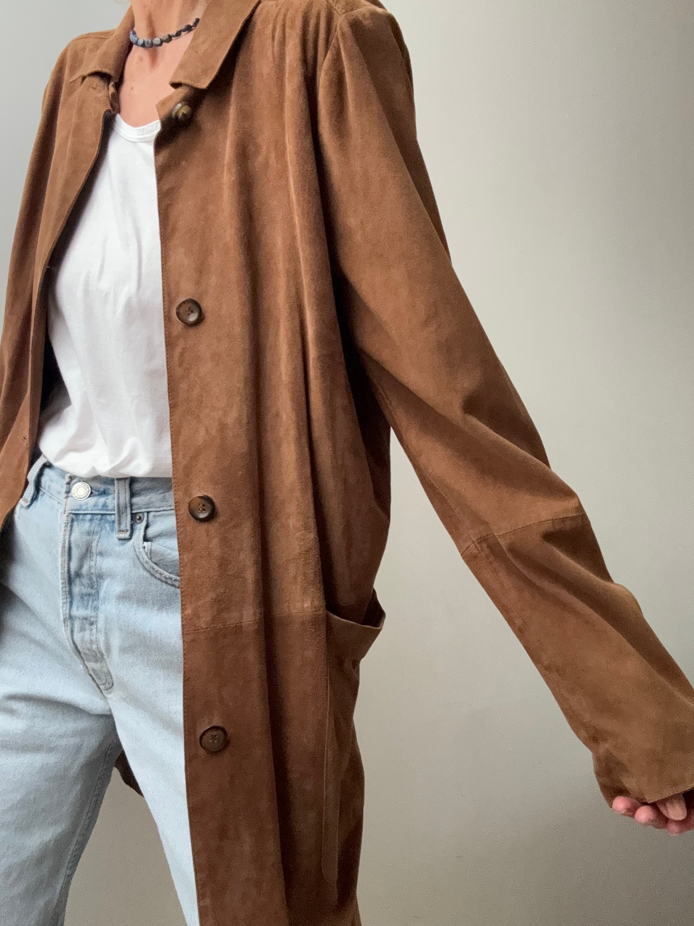 Soft Suede Long Line Jacket | Jackets