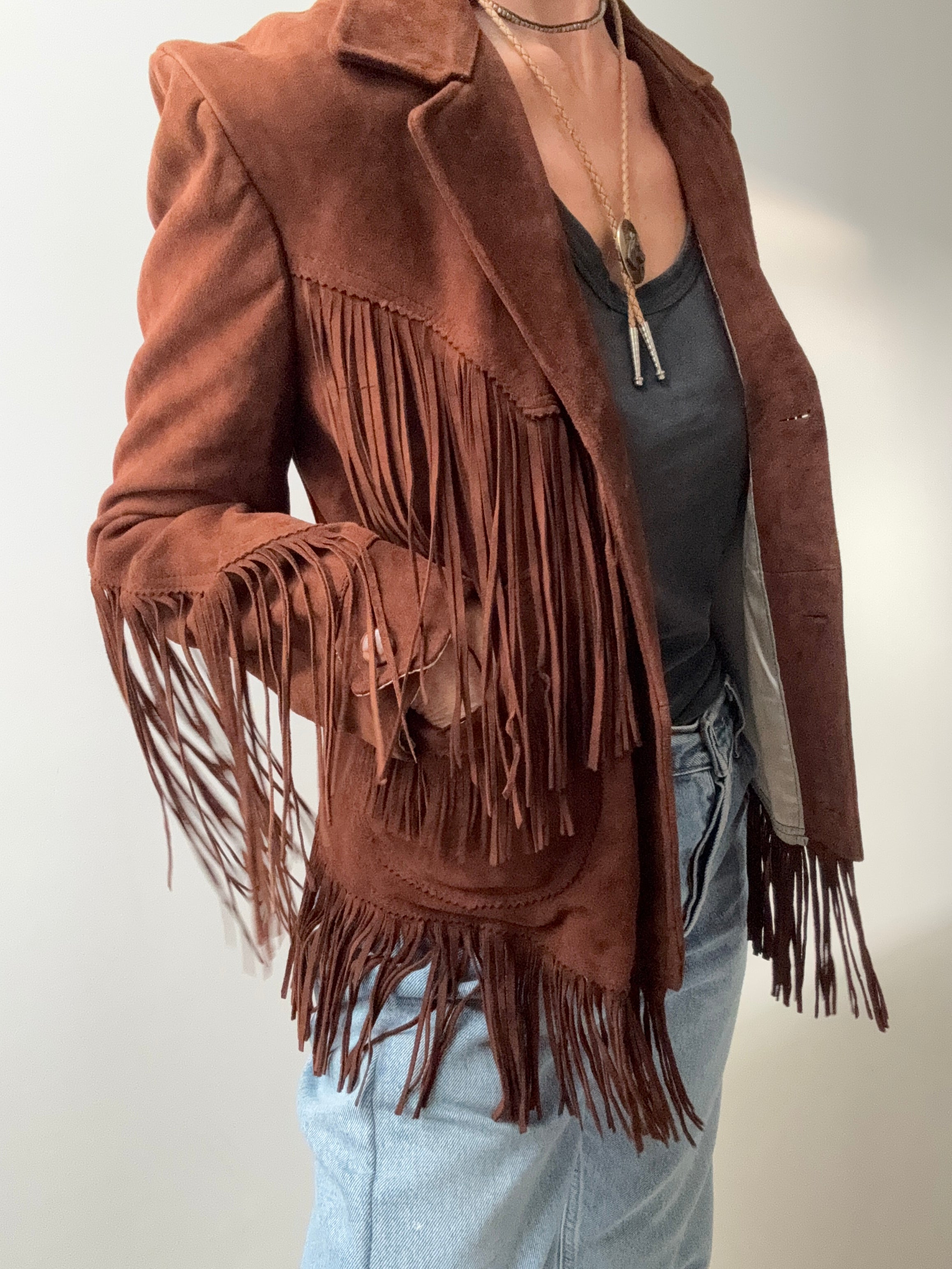 Brown Tassel Vintage Jacket | Jackets