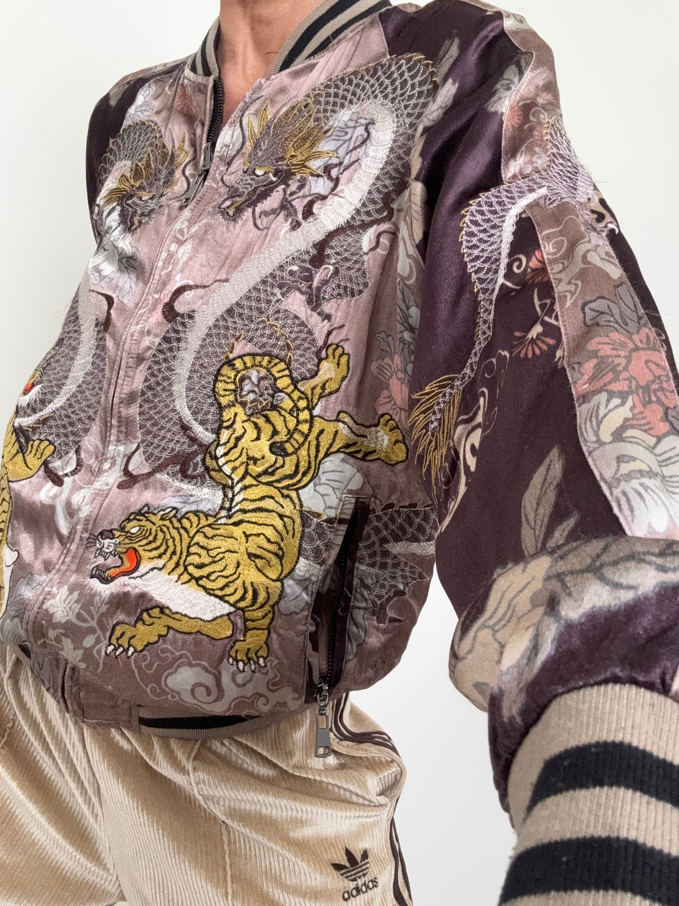 Future Nomads Jackets Small-Medium Reversible Tiger Floral Bomber