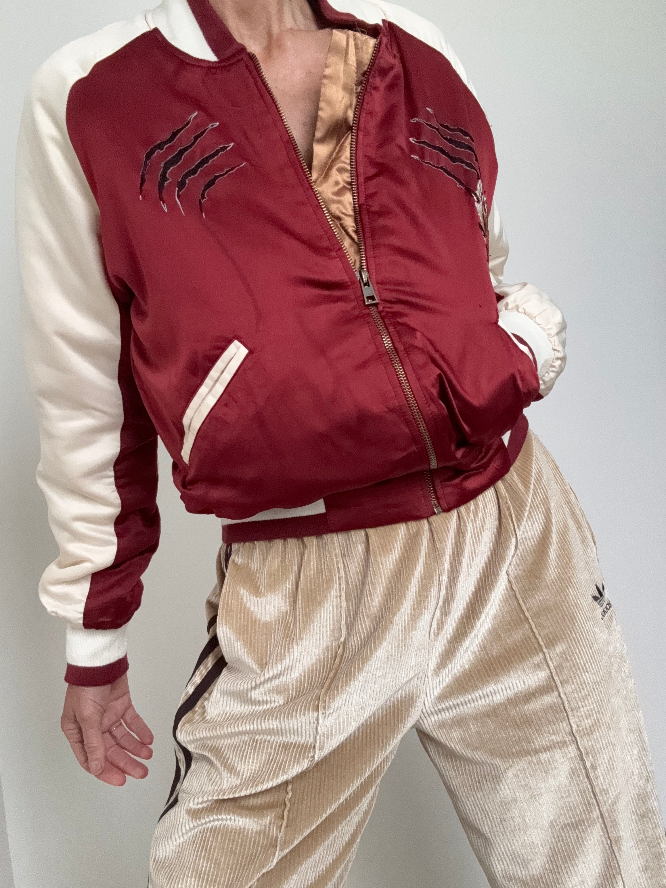 Future Nomads Jackets Small Satin Tiger Bomber Jacket