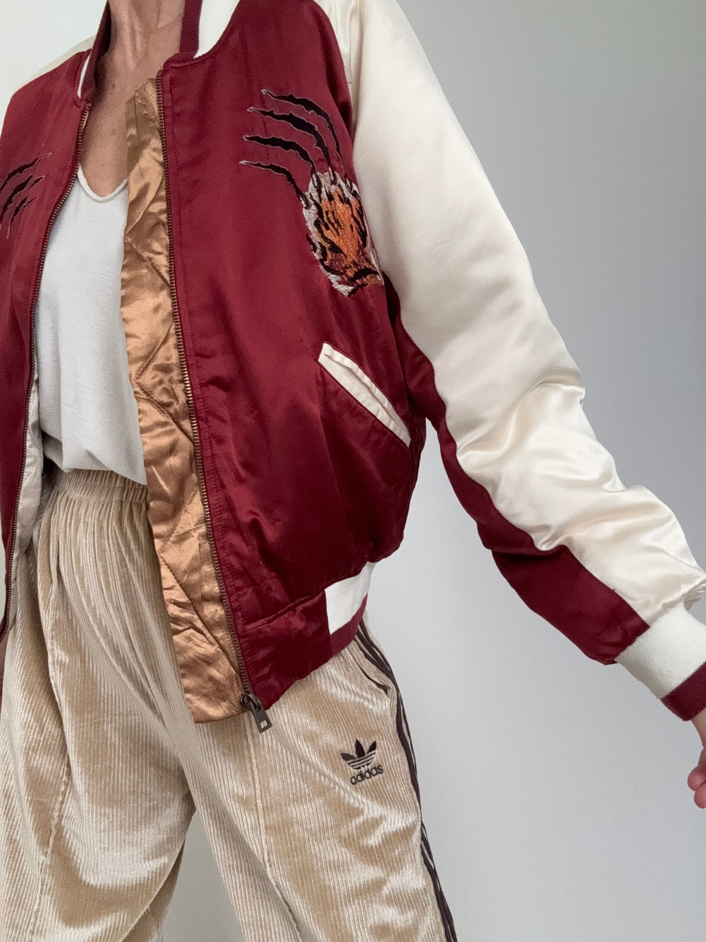 Future Nomads Jackets Small Satin Tiger Bomber Jacket