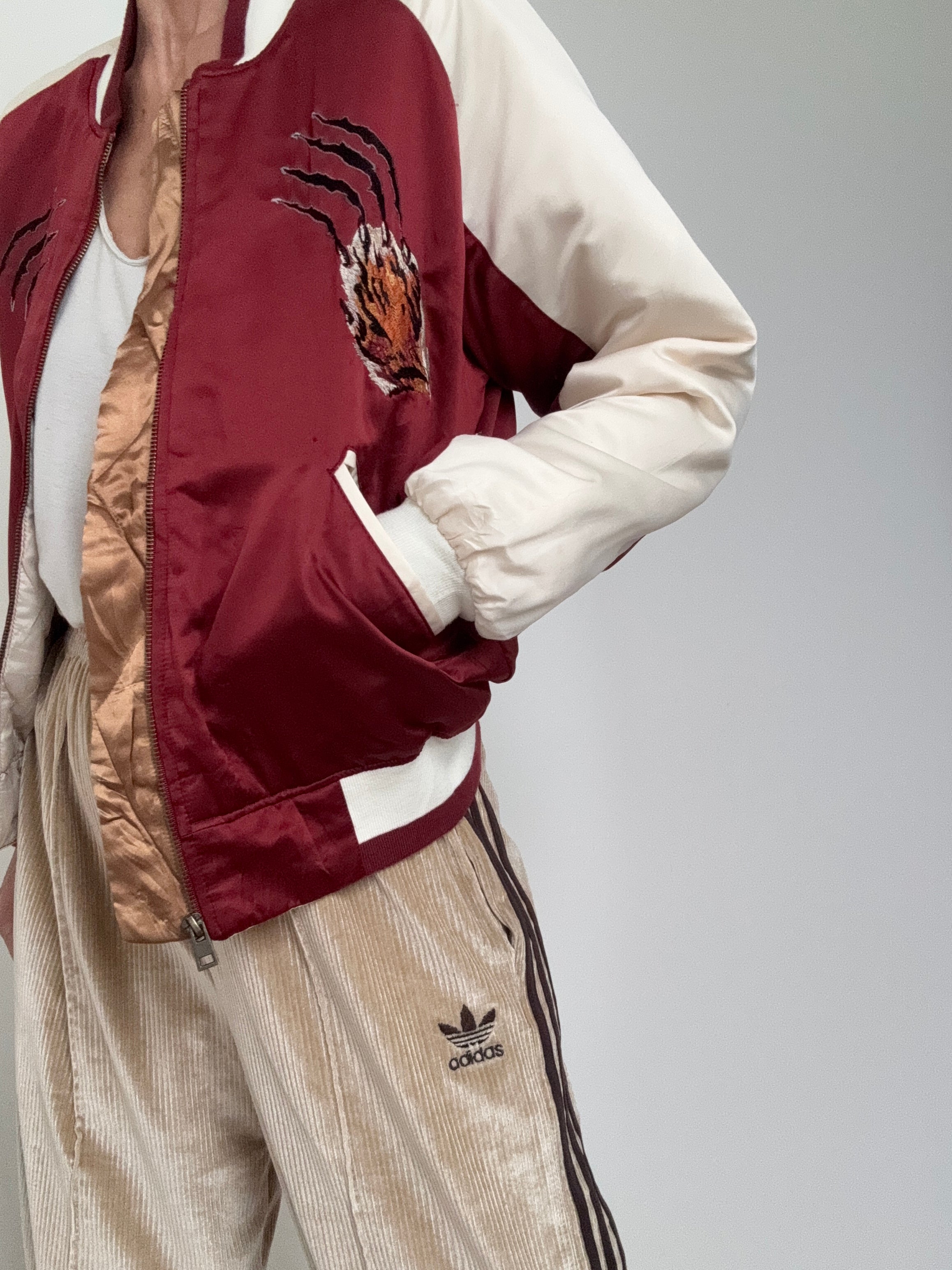 Future Nomads Jackets Small Satin Tiger Bomber Jacket