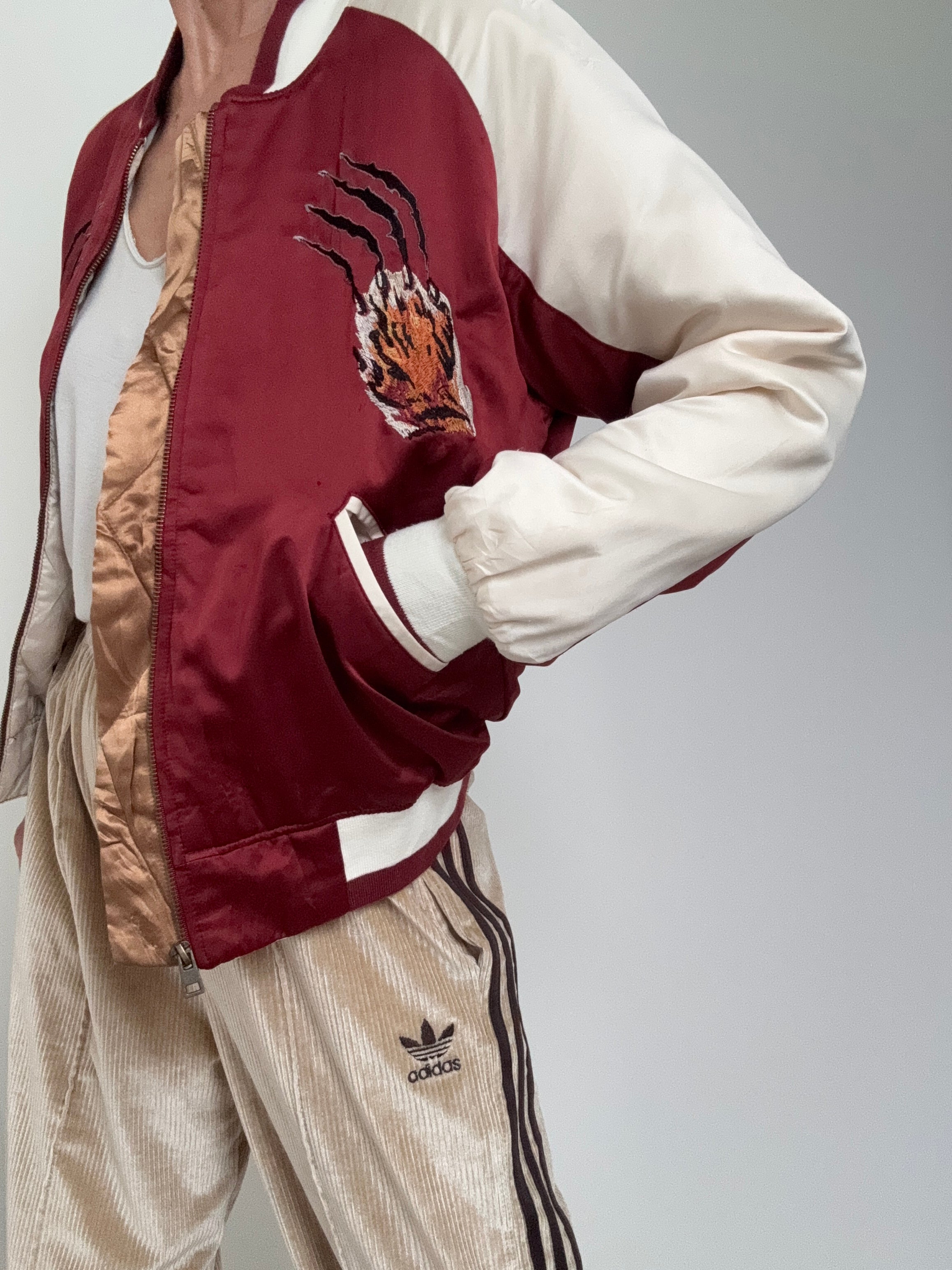 Future Nomads Jackets Small Satin Tiger Bomber Jacket