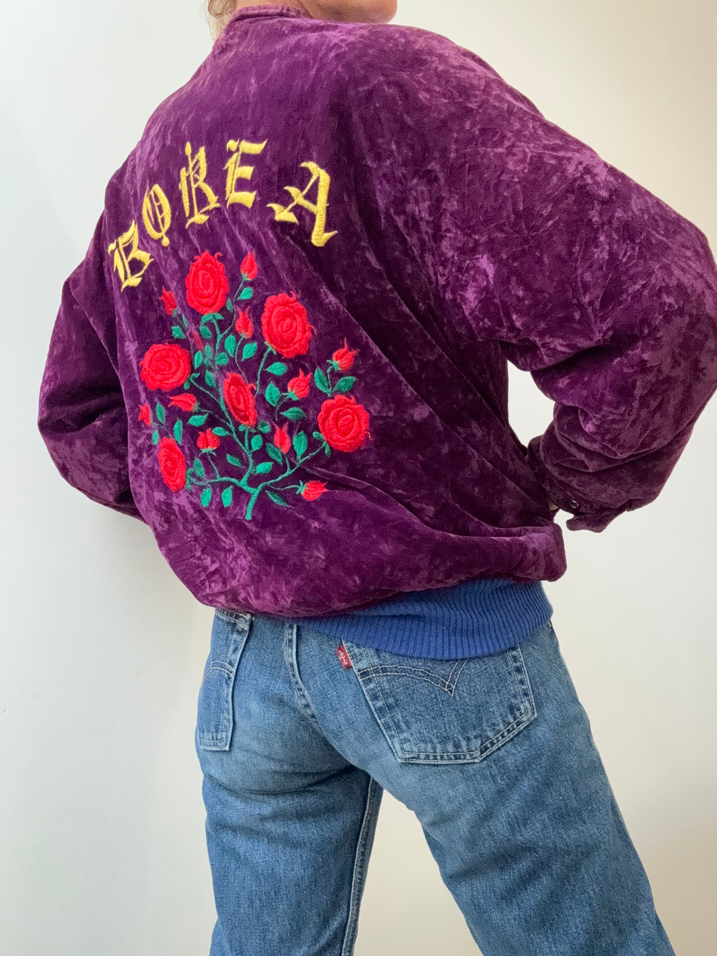 Future Nomads Jackets Small Vintage Velvet Bomber Plum