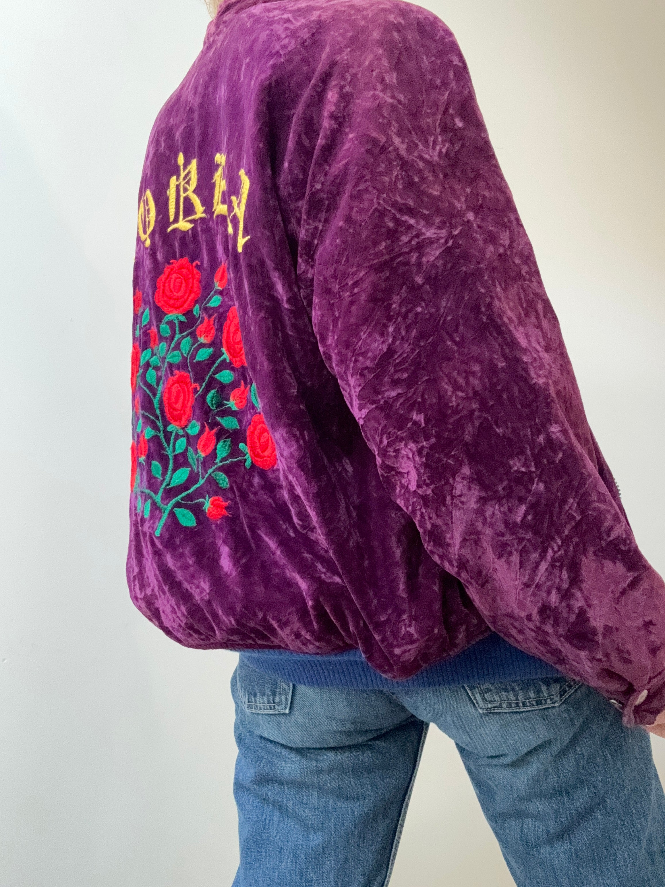 Future Nomads Jackets Small Vintage Velvet Bomber Plum